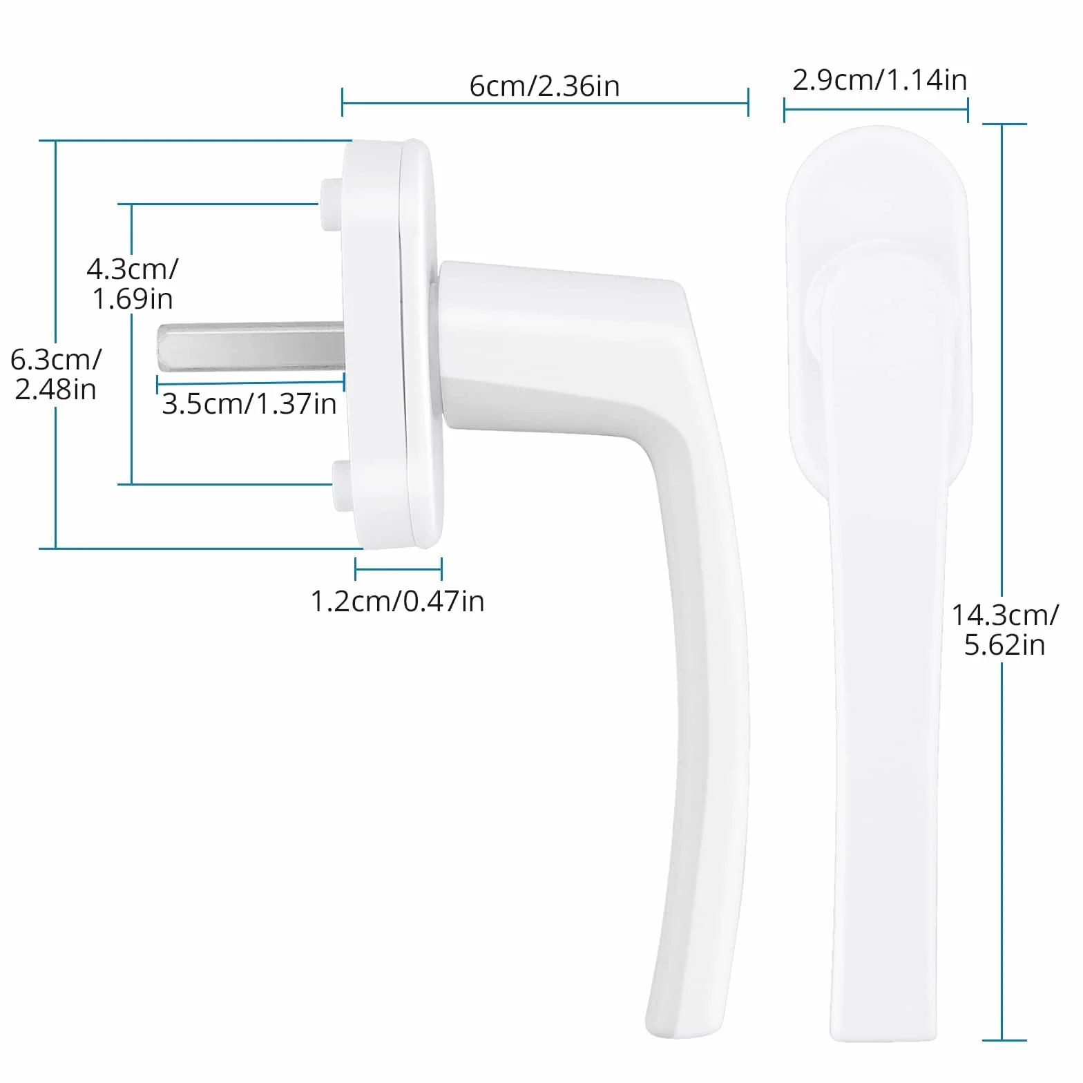 AUTOUTLET 2PCS Poignées de Fenêtre en Aluminium Blanc pour Porte de Balcon