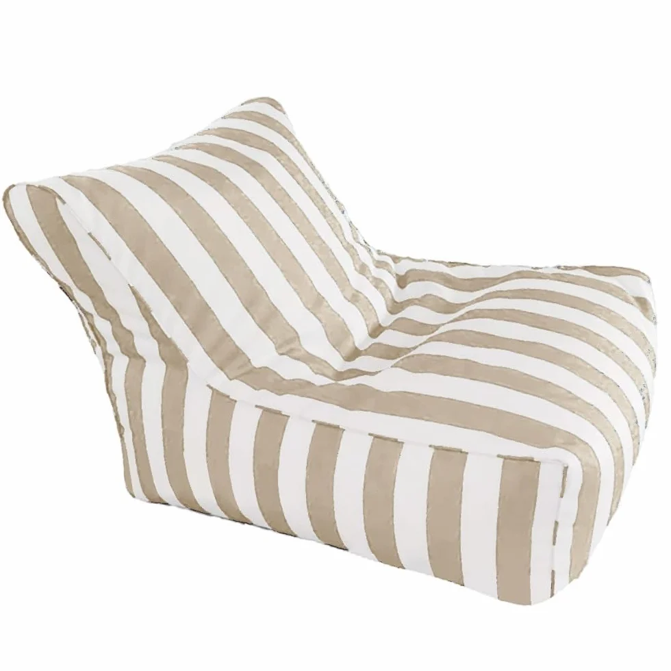SXBCyan Housse Flottante pour Pouf (sans Rembourrage) Fauteuil Pouf de Piscine, Housse de Bean Bag Oxford rayée pour Adulte pour Plage Jardin(Light Khaki-Stripe)