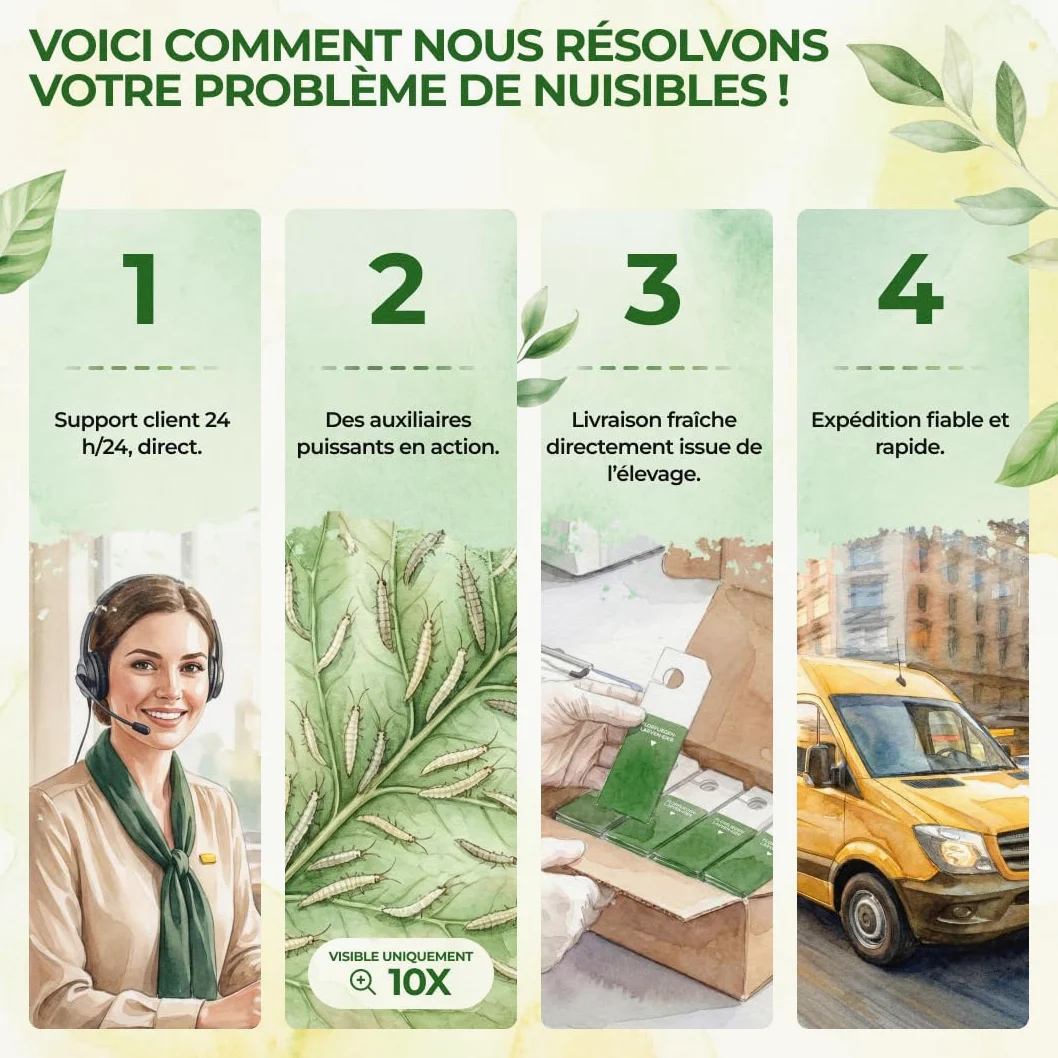 GREEN GUARDIA Power Lot de 15 sachets d'œufs de larves de chrysopes contre les pucerons et les cochenilles – Produit biologique pour lutter efficacement contre les pucerons et les cochenilles pour