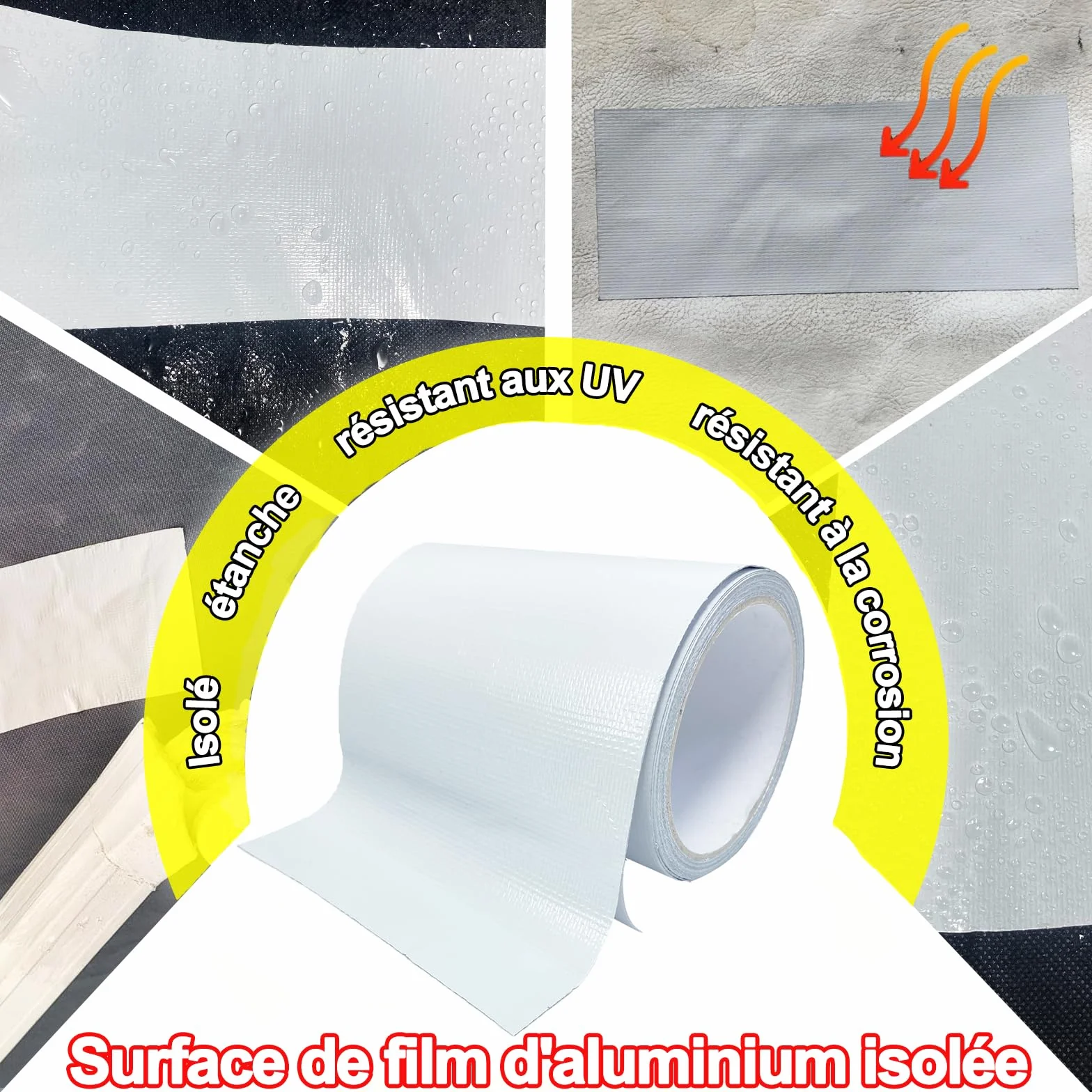 Ruban de réparation imperméable résistant aux UV 12 cm Blanc pour auvents bâches tentes