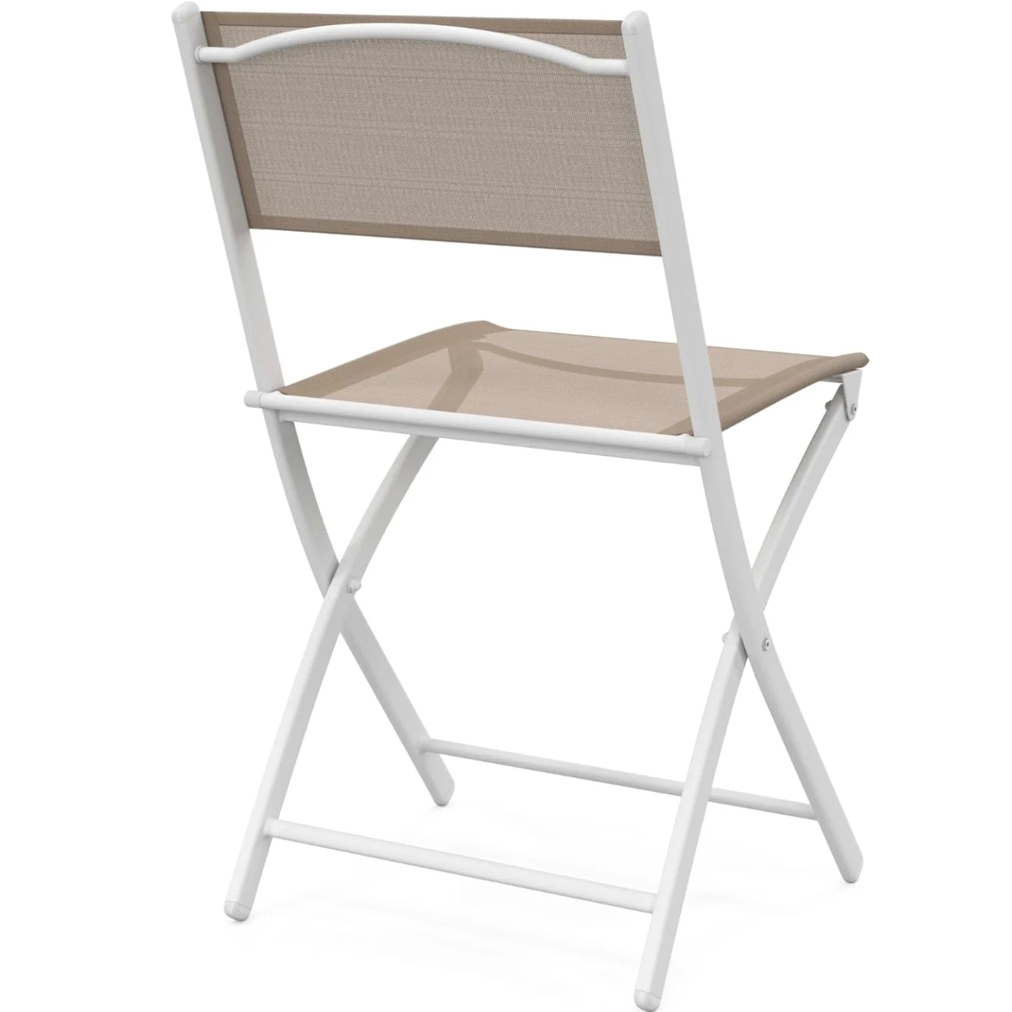 IDMarket - Lot de 6 chaises de Jardin Pliantes Bastia métal et textilène Blanc et Beige