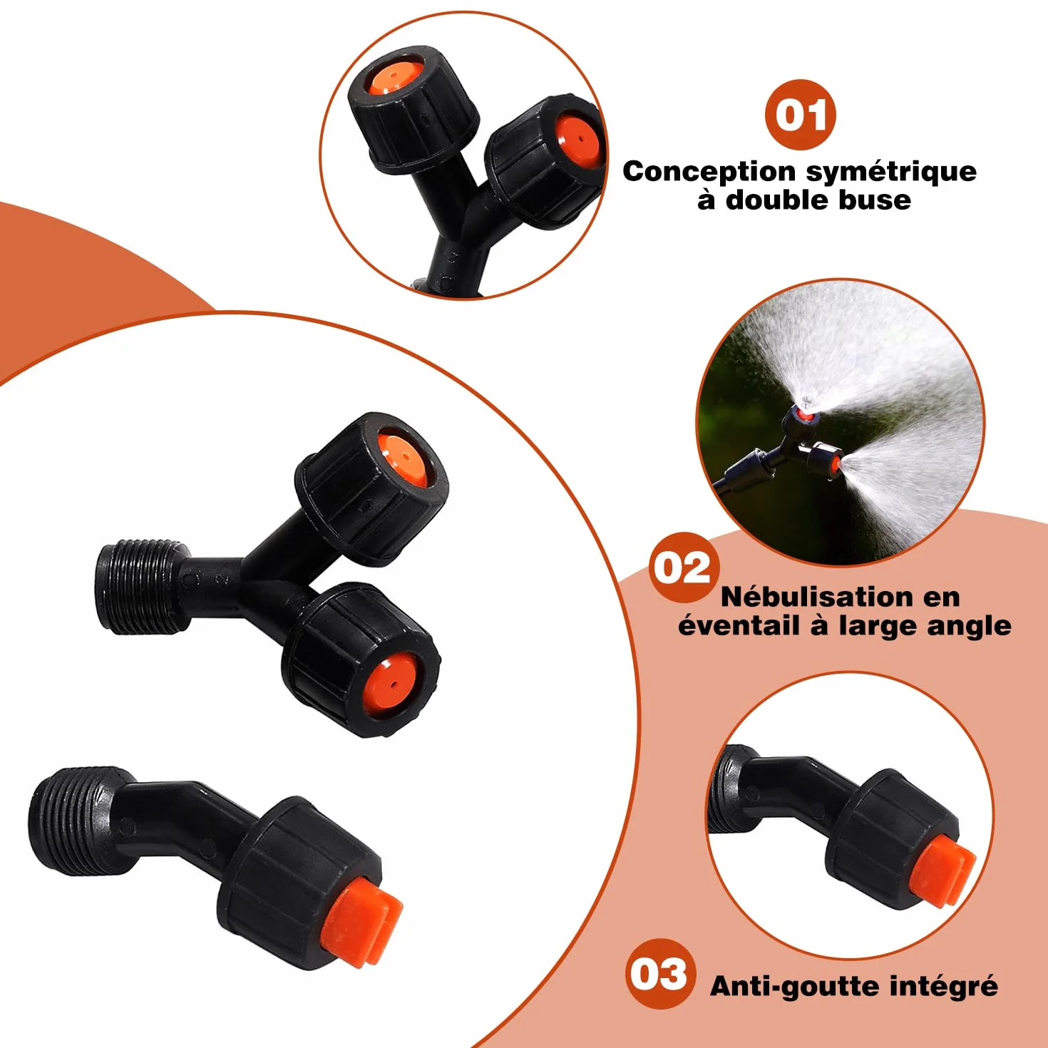 2 Plastique Buses de pulvérisation, Accessoires de pulvérisation d'irrigation de Jardin,Accessoires De Remplacement De Pulvérisateur, pour l'arrosage et Le Nettoyage