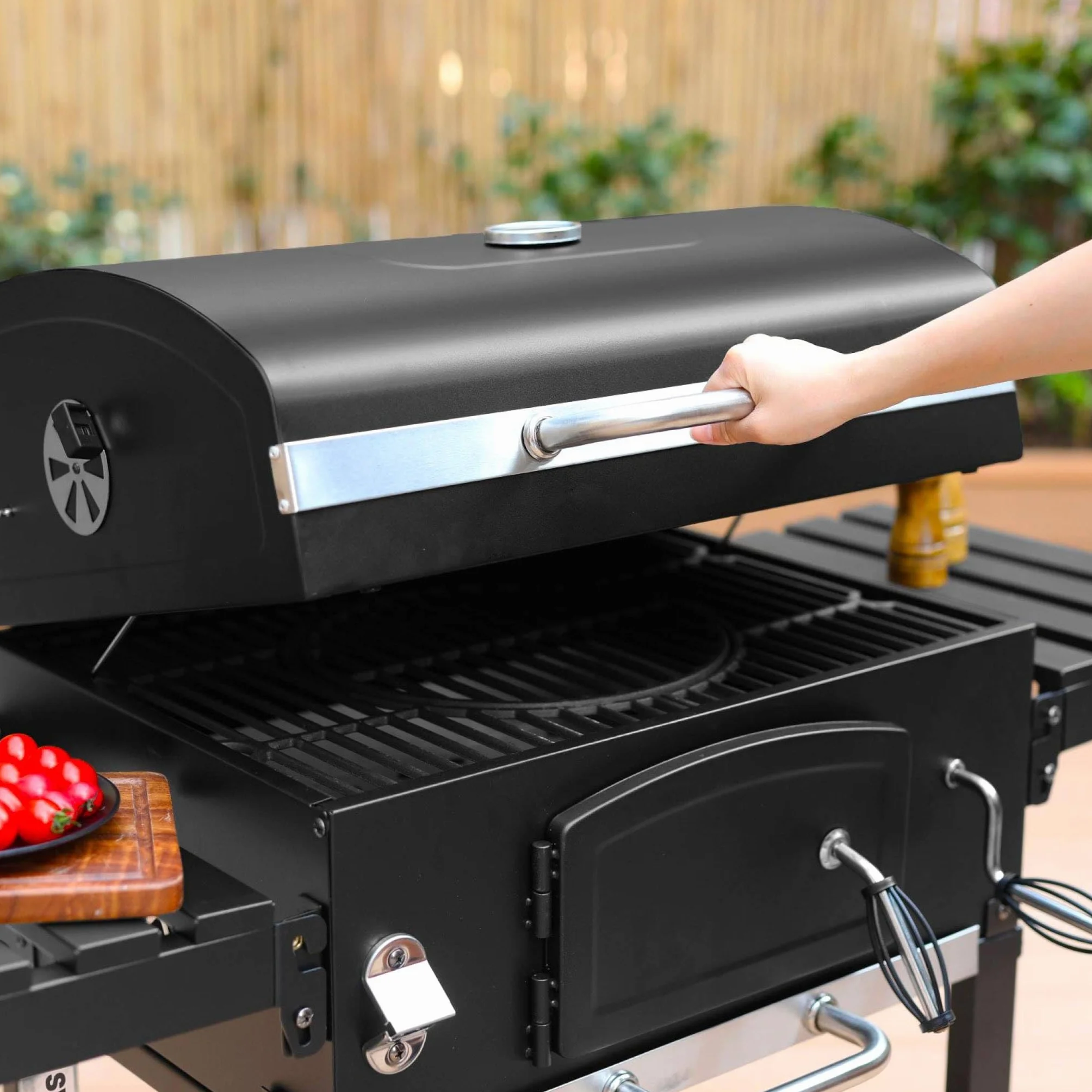 Alice's Garden Barbecue Grill Charbon de Bois Bernard Noir Fumoir avec Récupérateur de Cendres