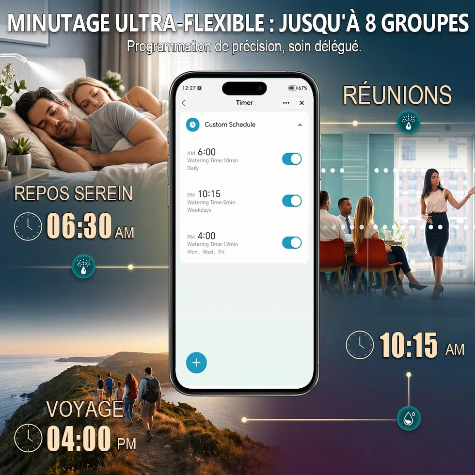 GIEX Programmateur d’arrosage WiFi, minuterie Intelligente pour Robinet de Jardin, Compatible Alexa et Google Assistant