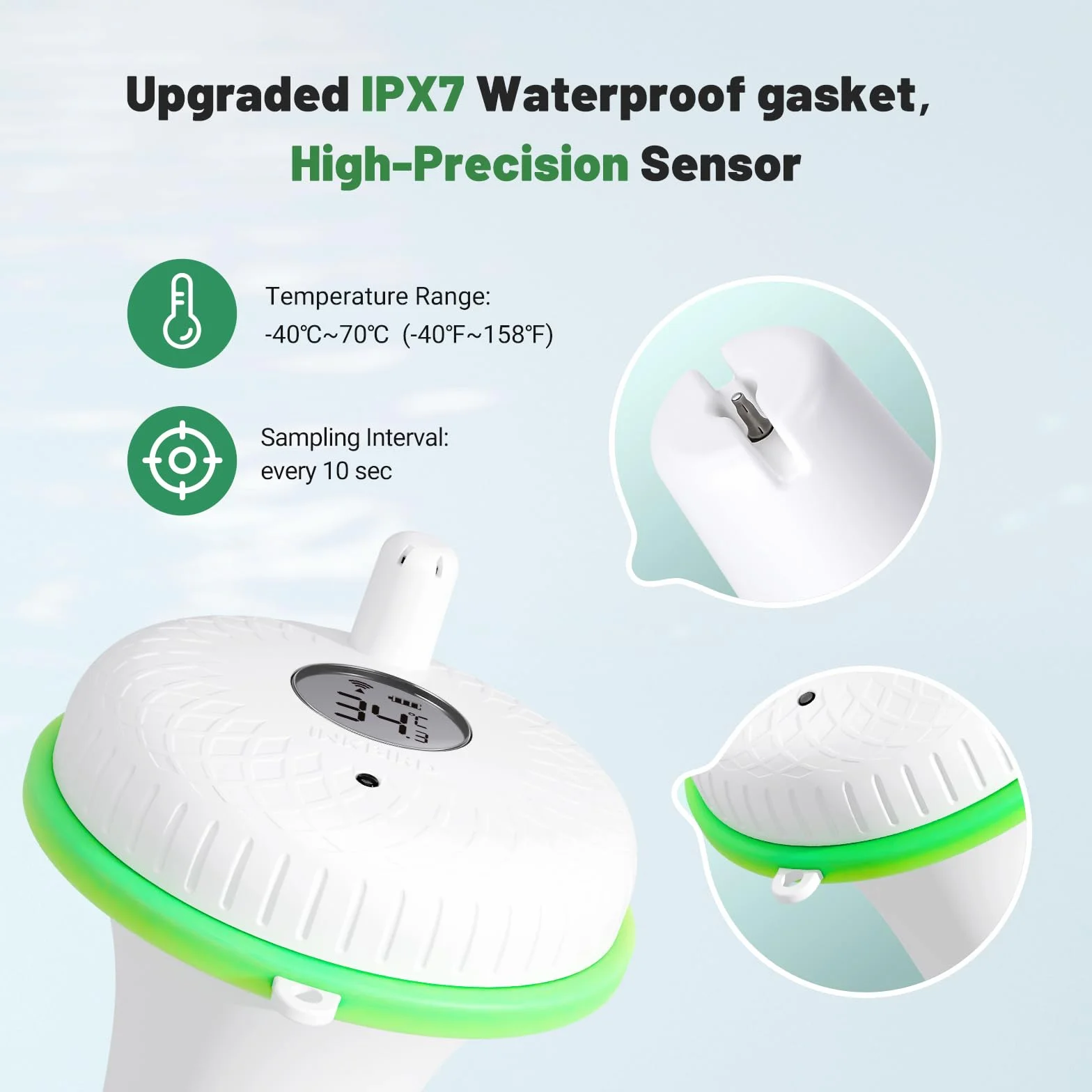 Inkbird Thermomètre Piscine WiFi avec Passerelle, Moniteur Température Humidité 9 Canaux, Contrôle App Alerte