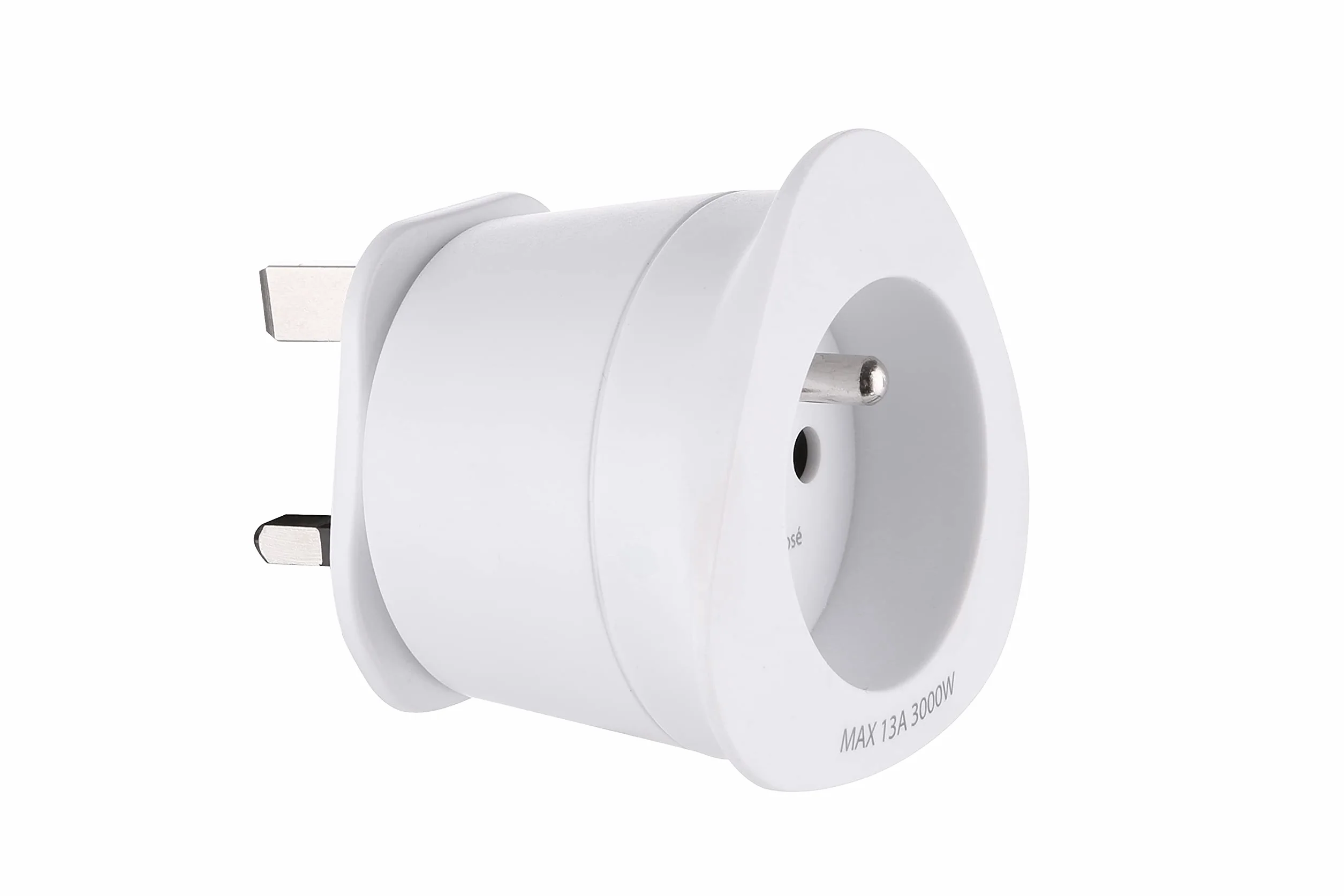 Electraline Adaptateur de voyage France/Europe vers UK 2 Broches Europe vers 3 Broches Uk, White