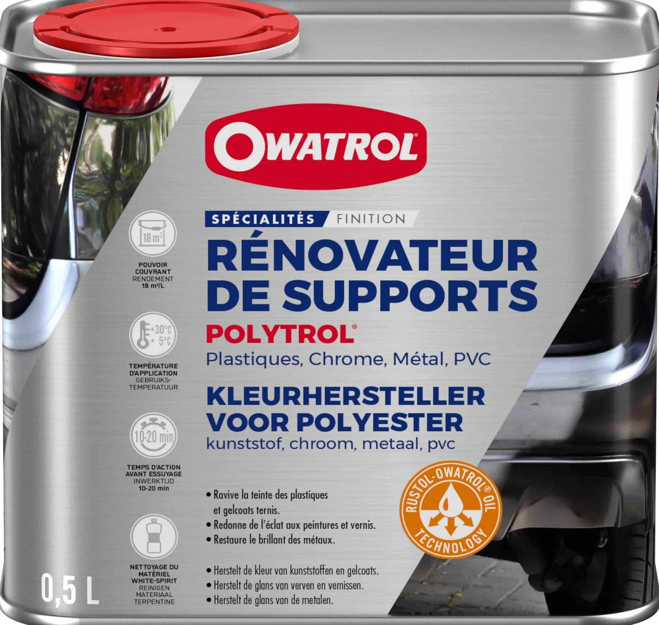 OWATROL-POLYTROL® Rénovateur Plastiques Chrome Métal PVC 0.5 L