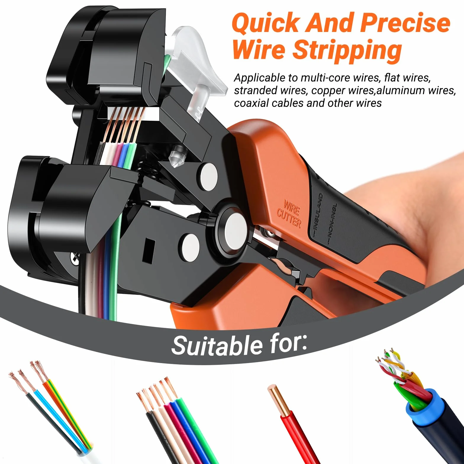 Preciva Pince à Dénuder 3-en-1 Multifonctionnelle Auto-Ajustable Automatique pour Fils et Câbles