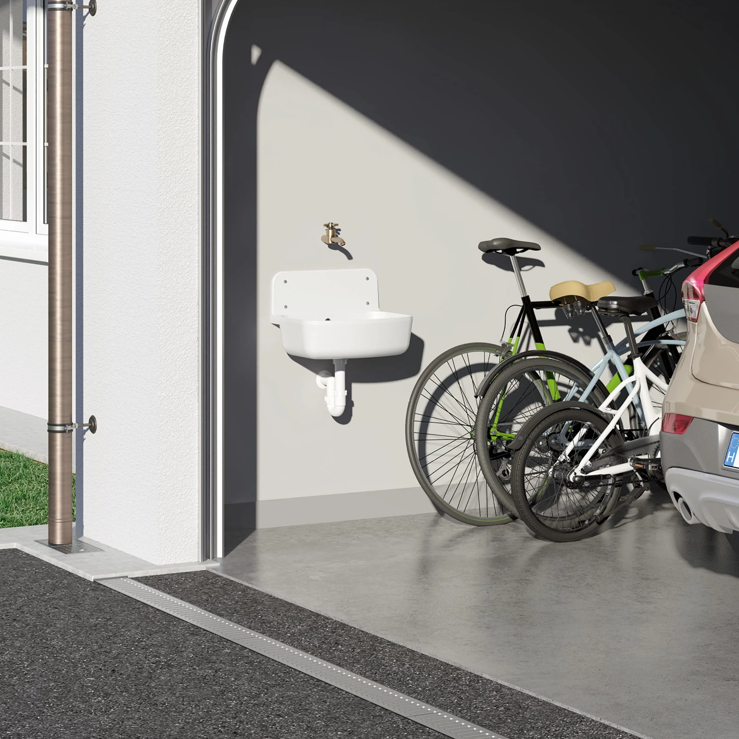 Lavabo extérieur cave garage jardin cuisine avec grille