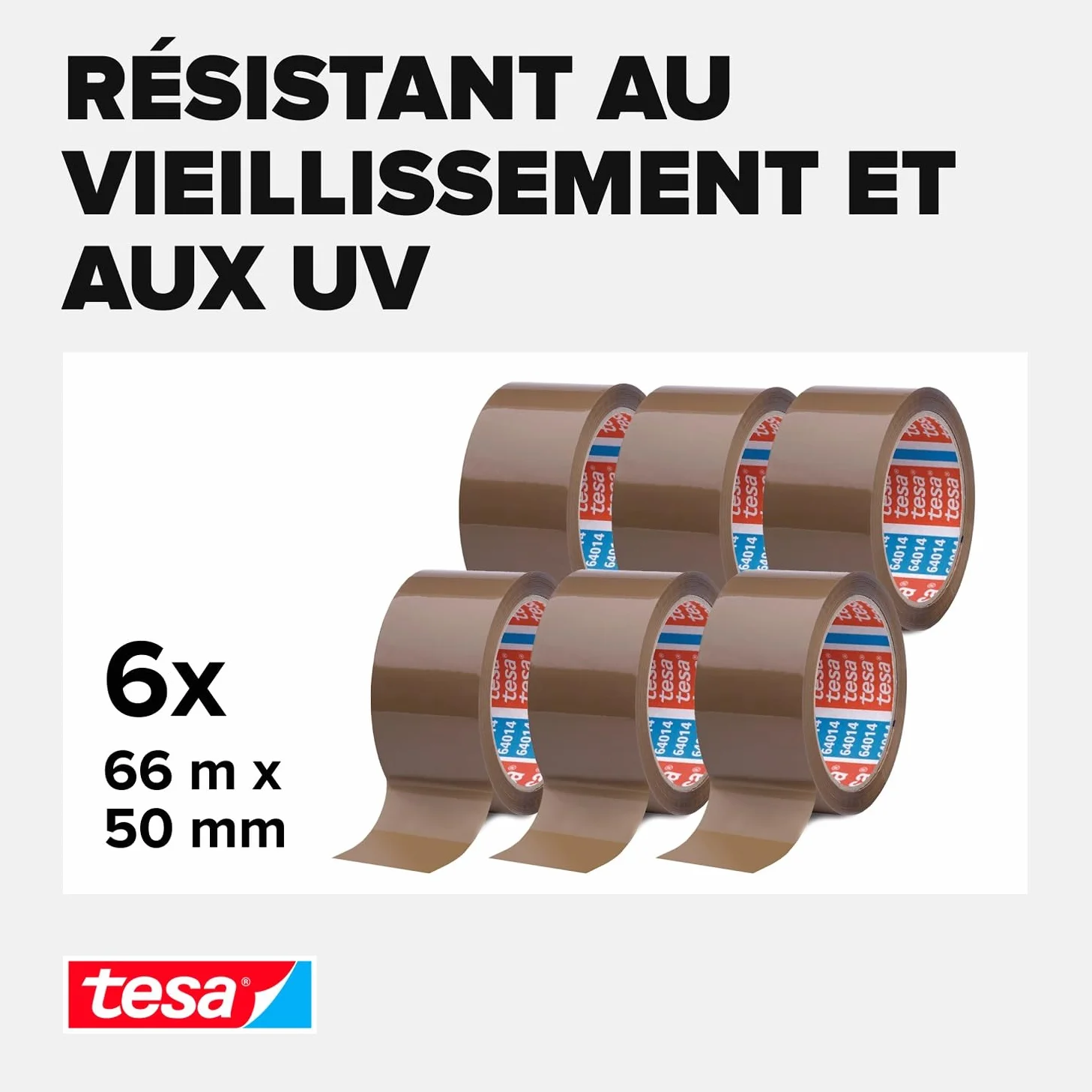 Ruban Adhésif tesapack 64014 Marron 6 Rouleaux 66 m