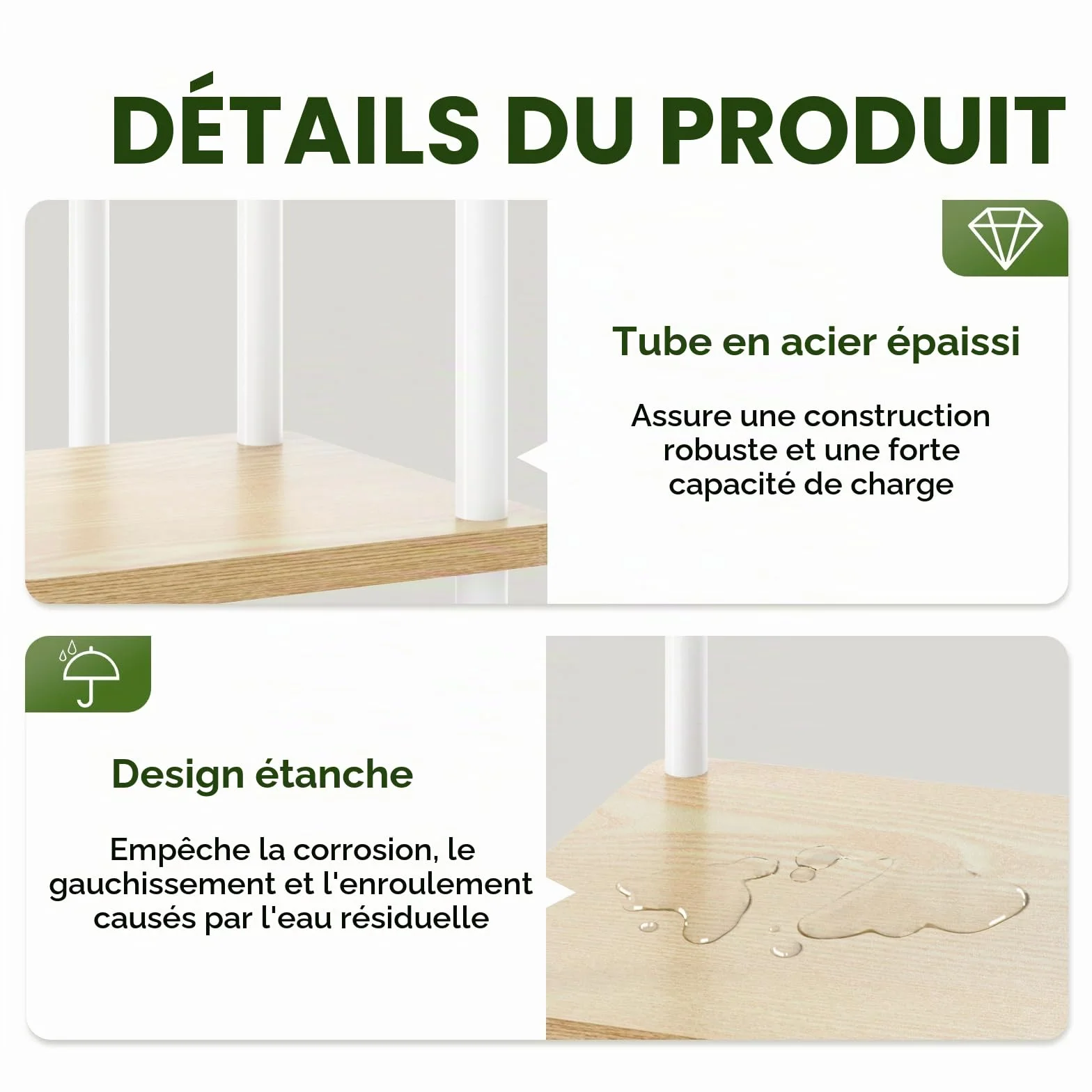 Bamworld Support Plantes Intérieur 5 Niveaux Métal Étagère à Fleurs d'Angle Blanc