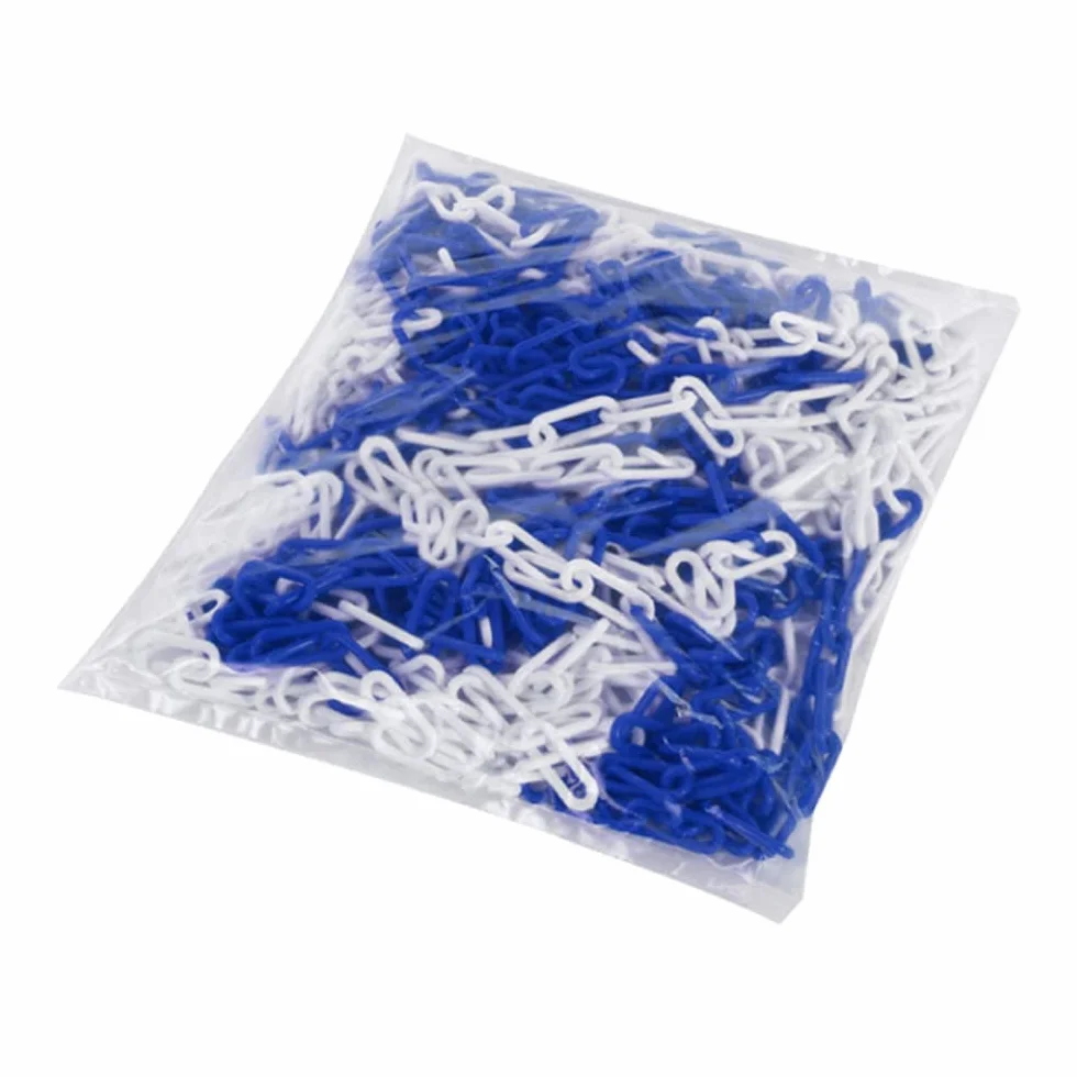 Chaîne plastique de délimitation et signalisation 25 m 8 mm bleu blanc