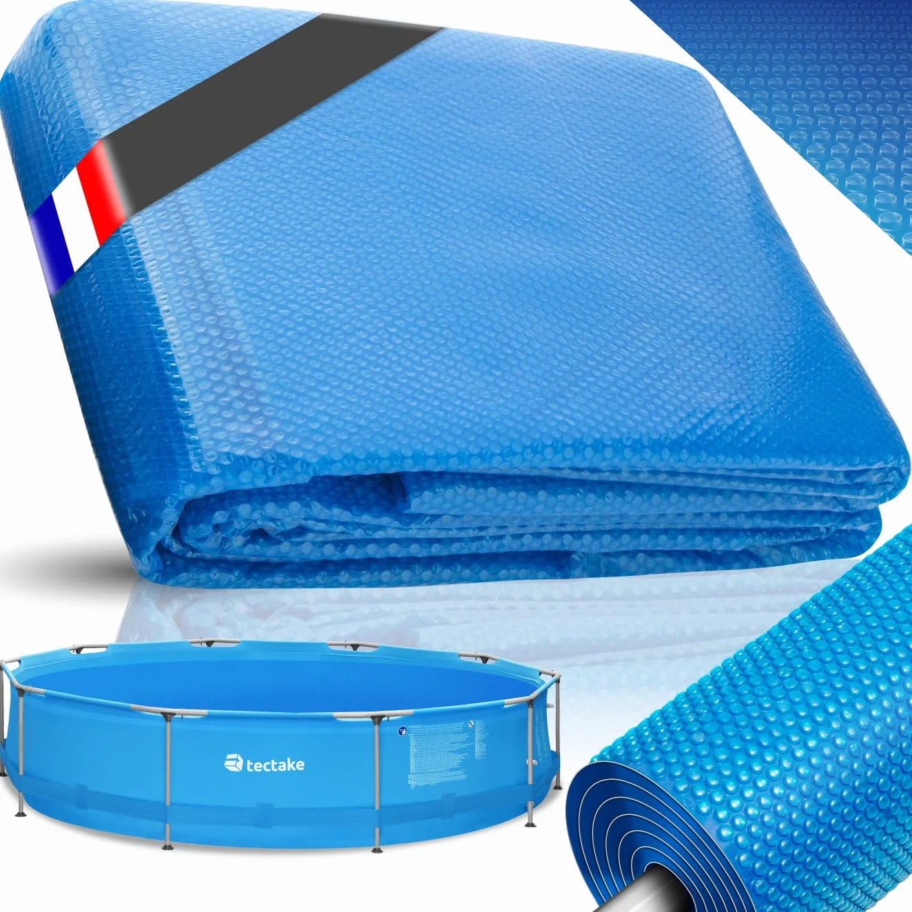 Tectake Bâche Chauffante Solaire Piscine Ronde Ø3,81m Bleu Protection Chauffage Piscine Hors Sol Spa