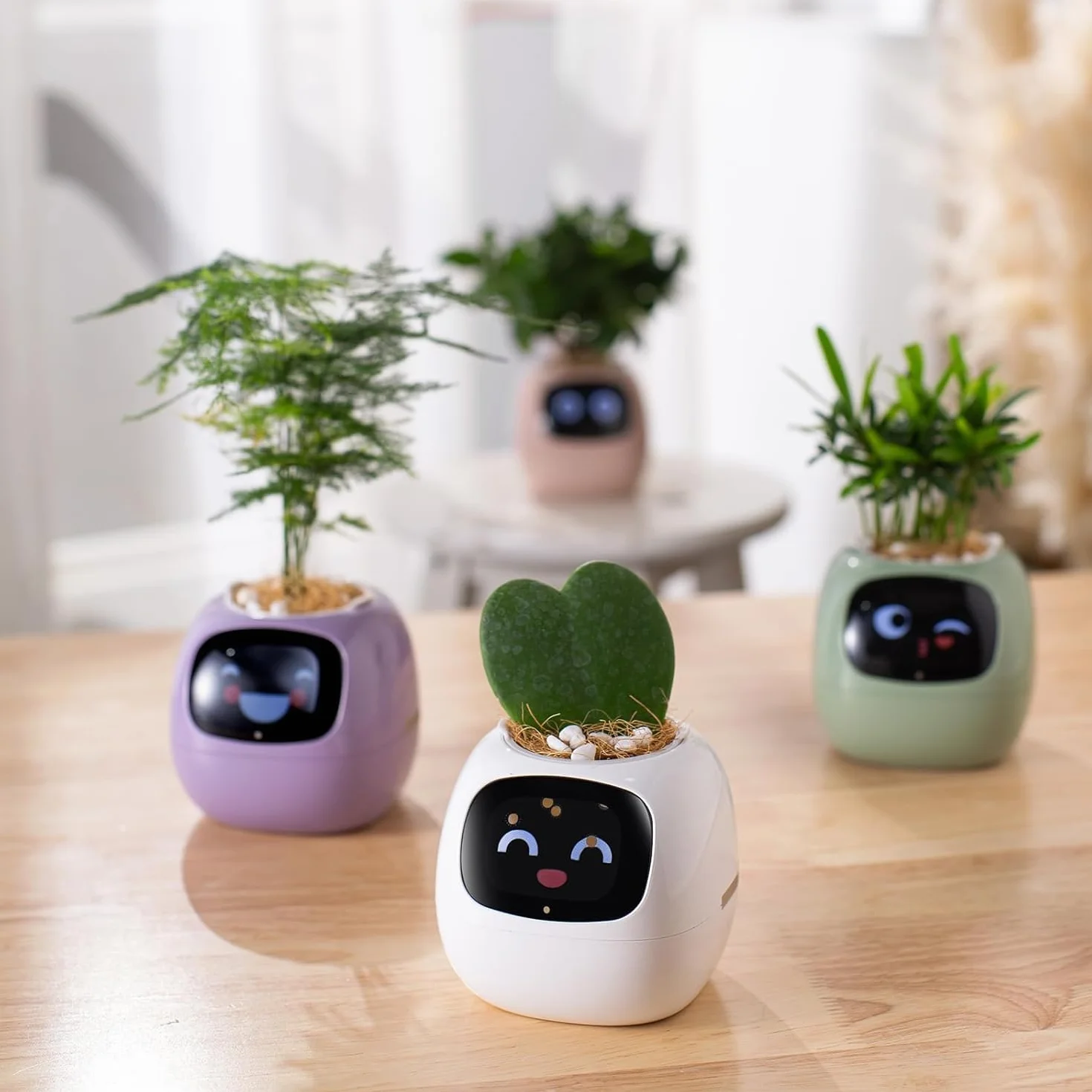 Ivy AI Pot de fleurs intelligent pour décoration de la maison, robot d'entretien des plantes (Vert)