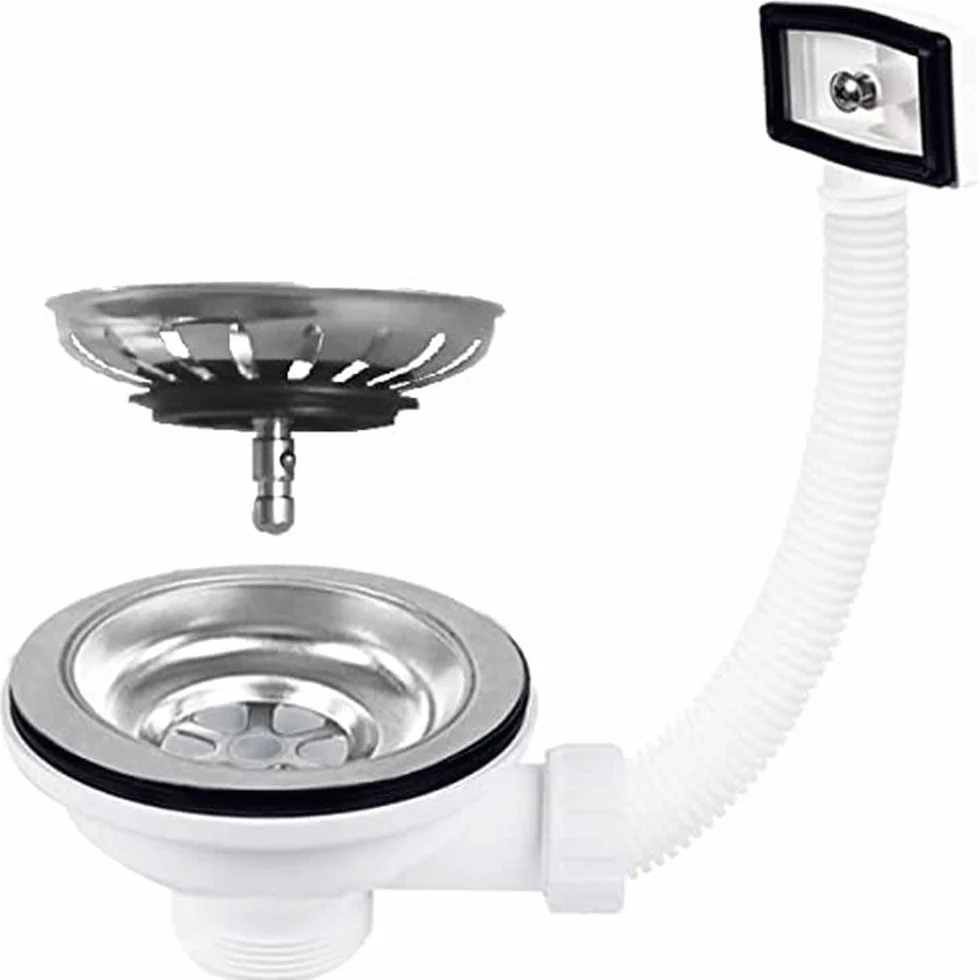 Bonde 3"1/2 Évier Inox Céramique Trop-plein Flexible