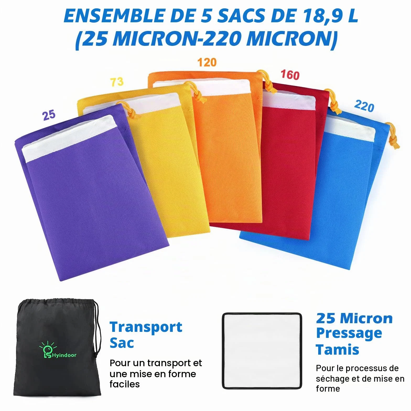 Hyindoor Bubble Bag 5 Gallon Kit d'Extraction d'Essence de Herbacée pour Glace