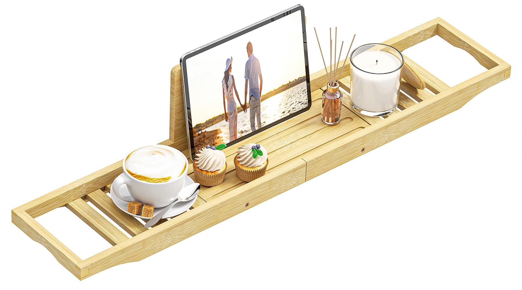 Premium Bamboo Bathtub Caddy Tray