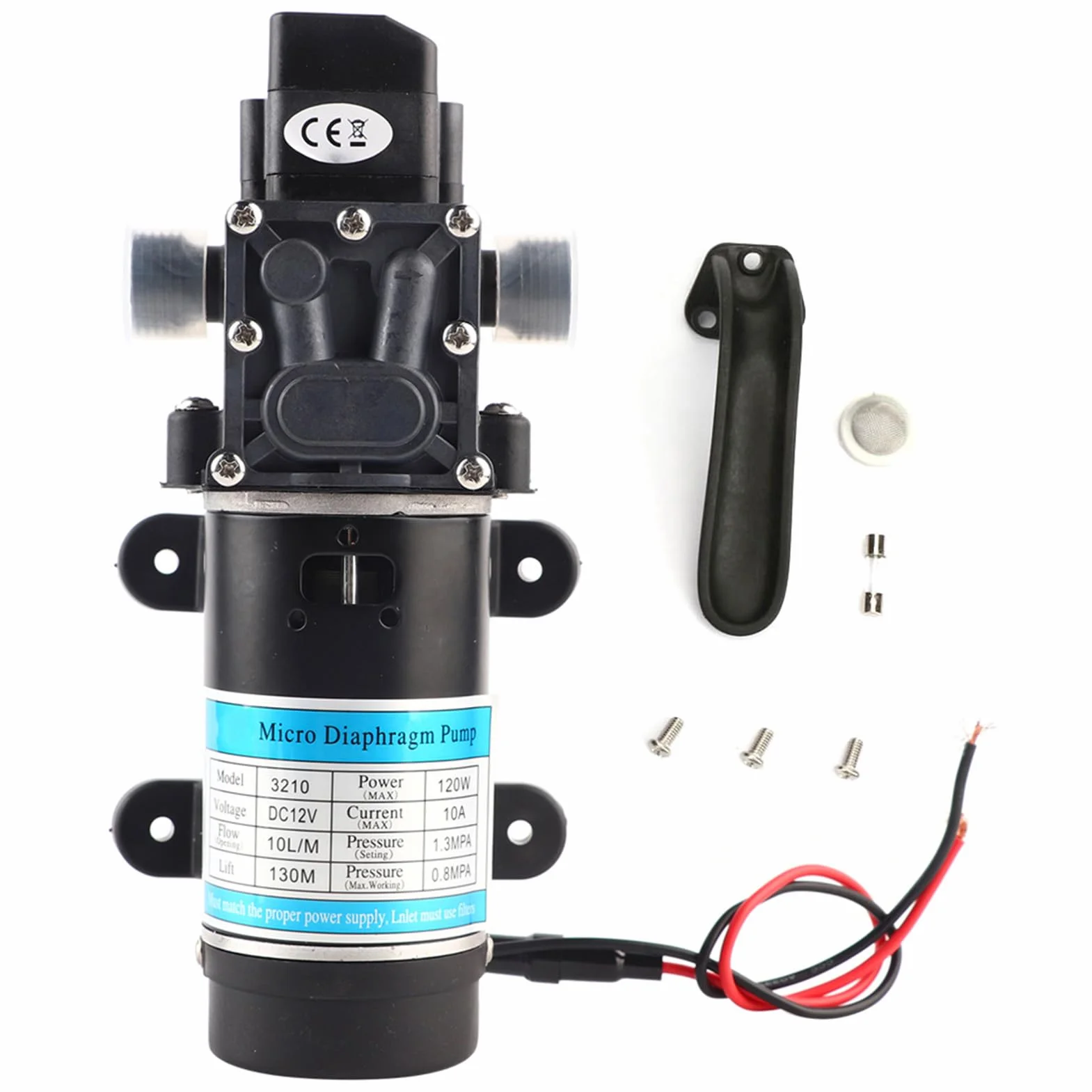 Pompe à Eau Électrique Pompe à Diaphragme Amorçage Automatique 10L/M Protection Surintensités Laveuse Haute Pression 12V