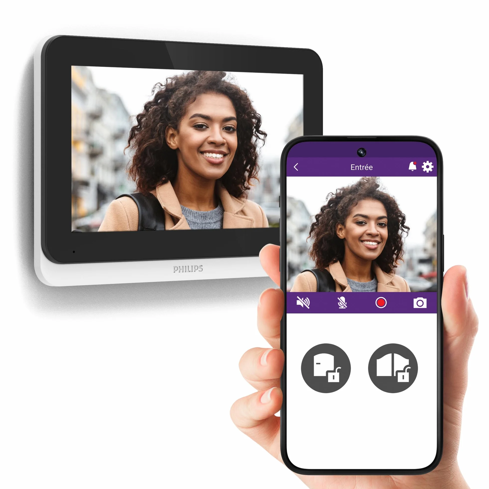 PHILIPS WelcomeEye Connect 3 Visiophone Filaire Connecté Écran Tactile 7 Pouces Résolution 3K Wi-Fi Double Bande Badges RFID Vision Nocturne Couleur Alexa Google Home