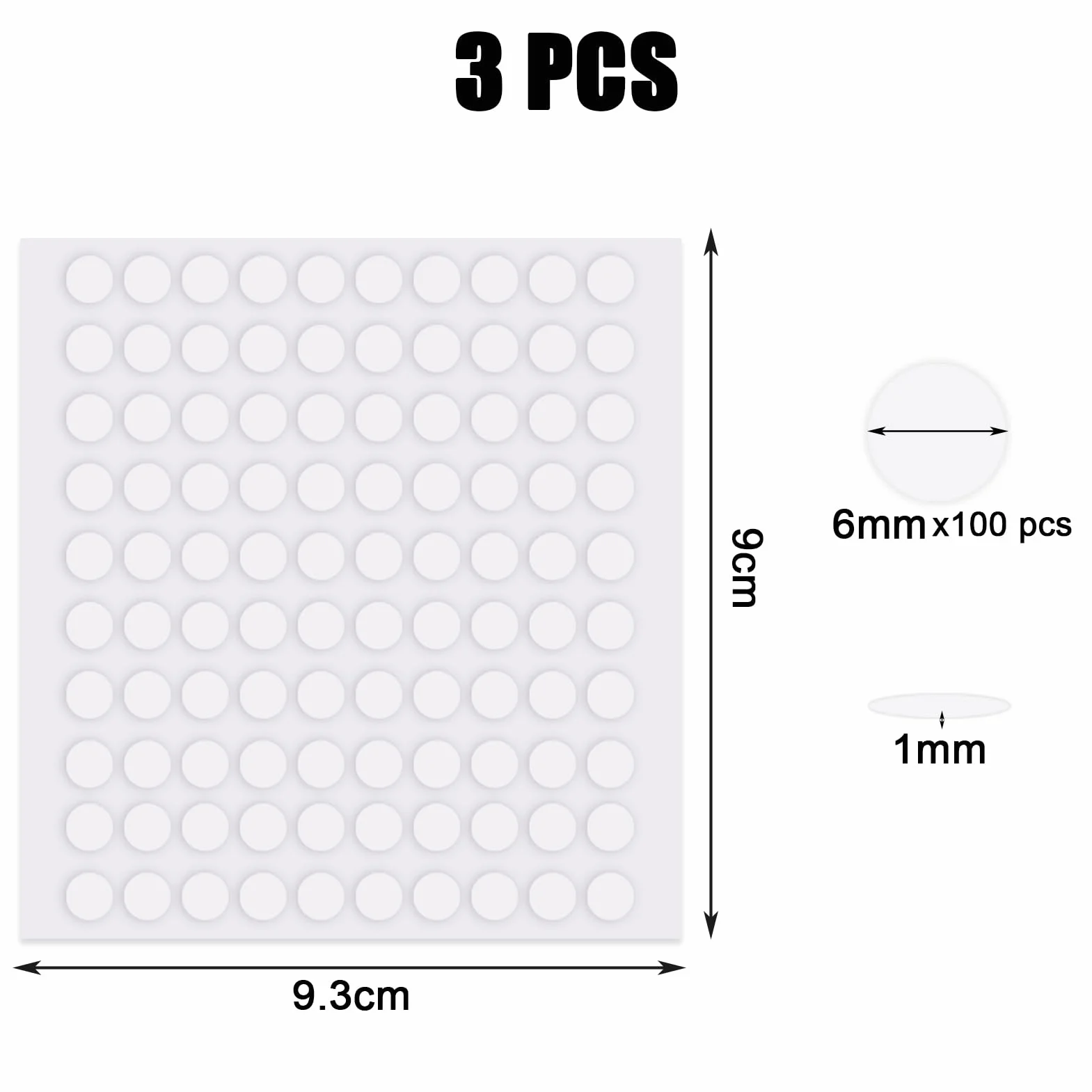 Pastilles Adhésives Double Face 300 Pièces 6mm Autocollants Ronds Transparent Amovible Sans Trace pour Bricolage Maison