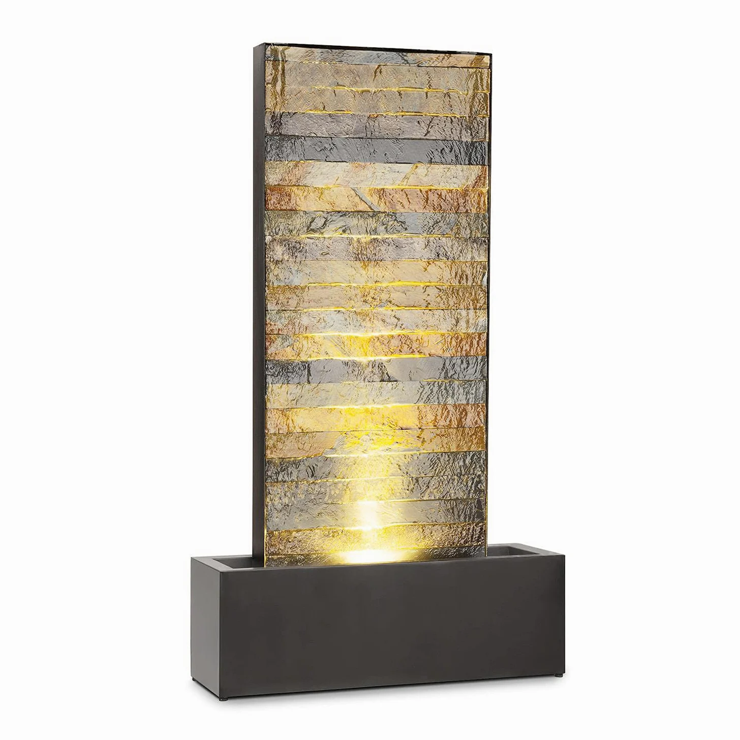 blumfeldt Raincastle - Fontaine de Jardin, intérieur/extérieur, Circulation d'eau Continue avec Loopflow Concept, 12 LED, Pompe de 8W, Indice de Protection IPX8 - Aspect Briques…