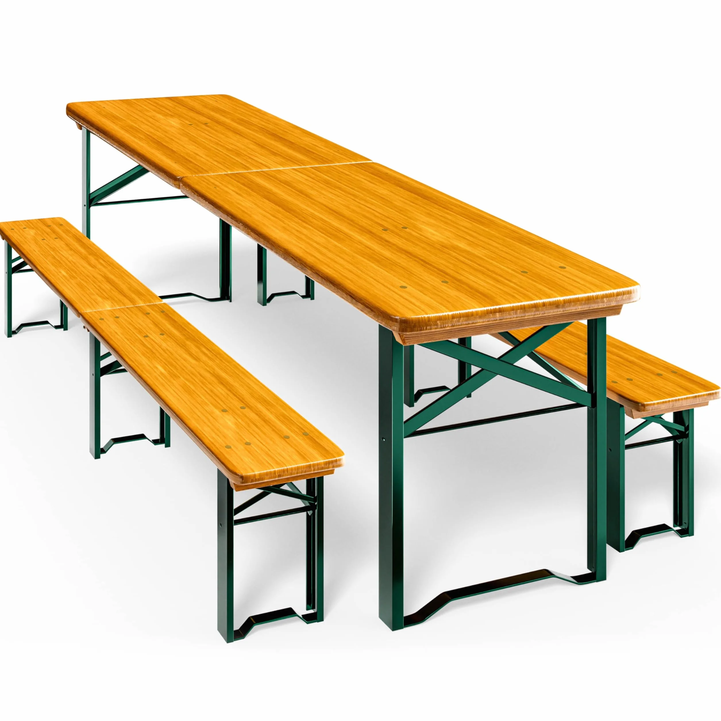 Casaria Ensemble Table et bancs en Bois de Brasserie 220 cm 10 Personnes Pliable 3 pièces Jardin