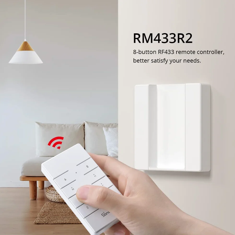 Wall-mounted base for Sonoff RM433 remote control
