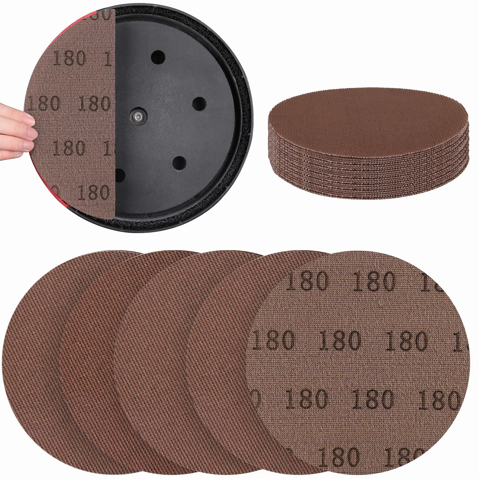 Disque Abrasif 225 mm 180 Grains Anti-colmatage 25 Pièces pour Ponceuse Girafe