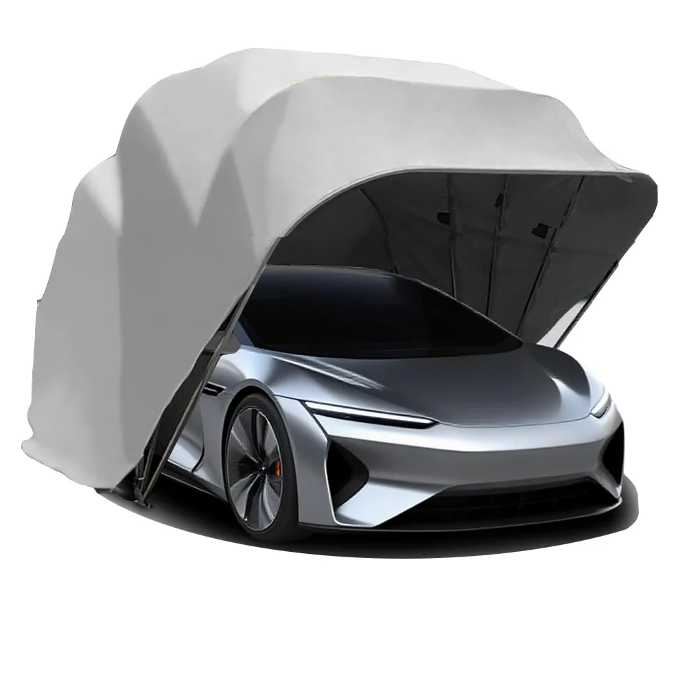 Carport Abri Voiture, Garage Pliant Mobile Semi - Automatique, Folding Mobile Voiture Exterieur, Verrouillable, Durable, Tente De Auvent D'auto (Gris 5.5 x 2.5 x 2.3 m)