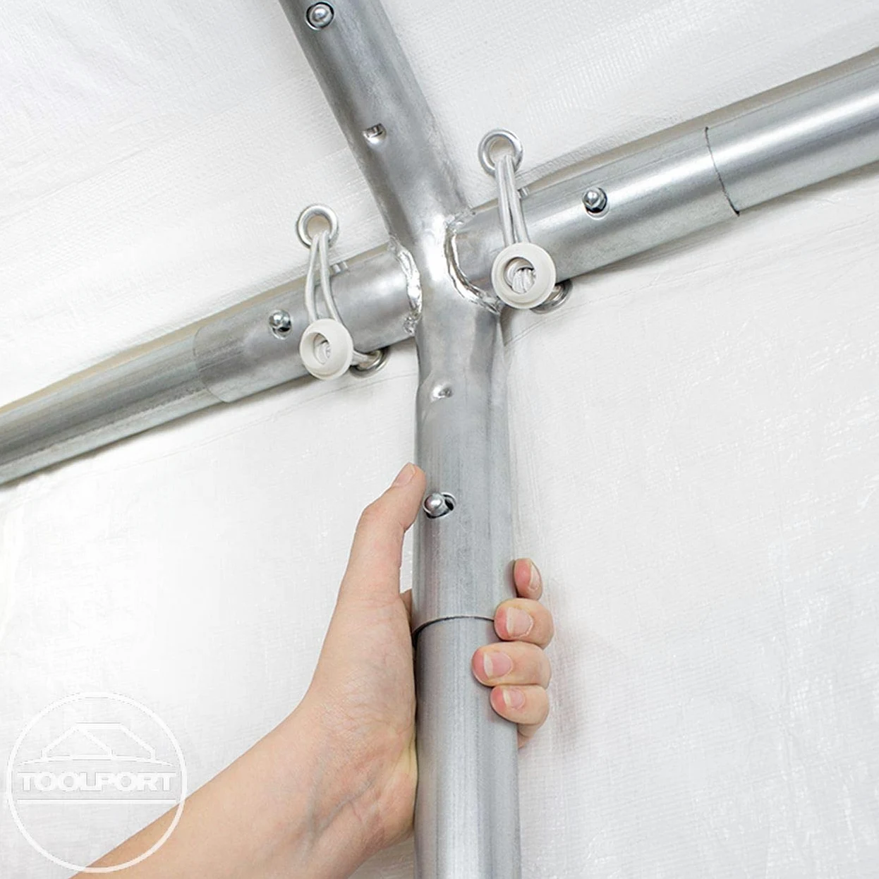 TOOLPORT Tente de réception 5x10 m pavillon Blanc bâche PE 350 N imperméable Tente de Jardin