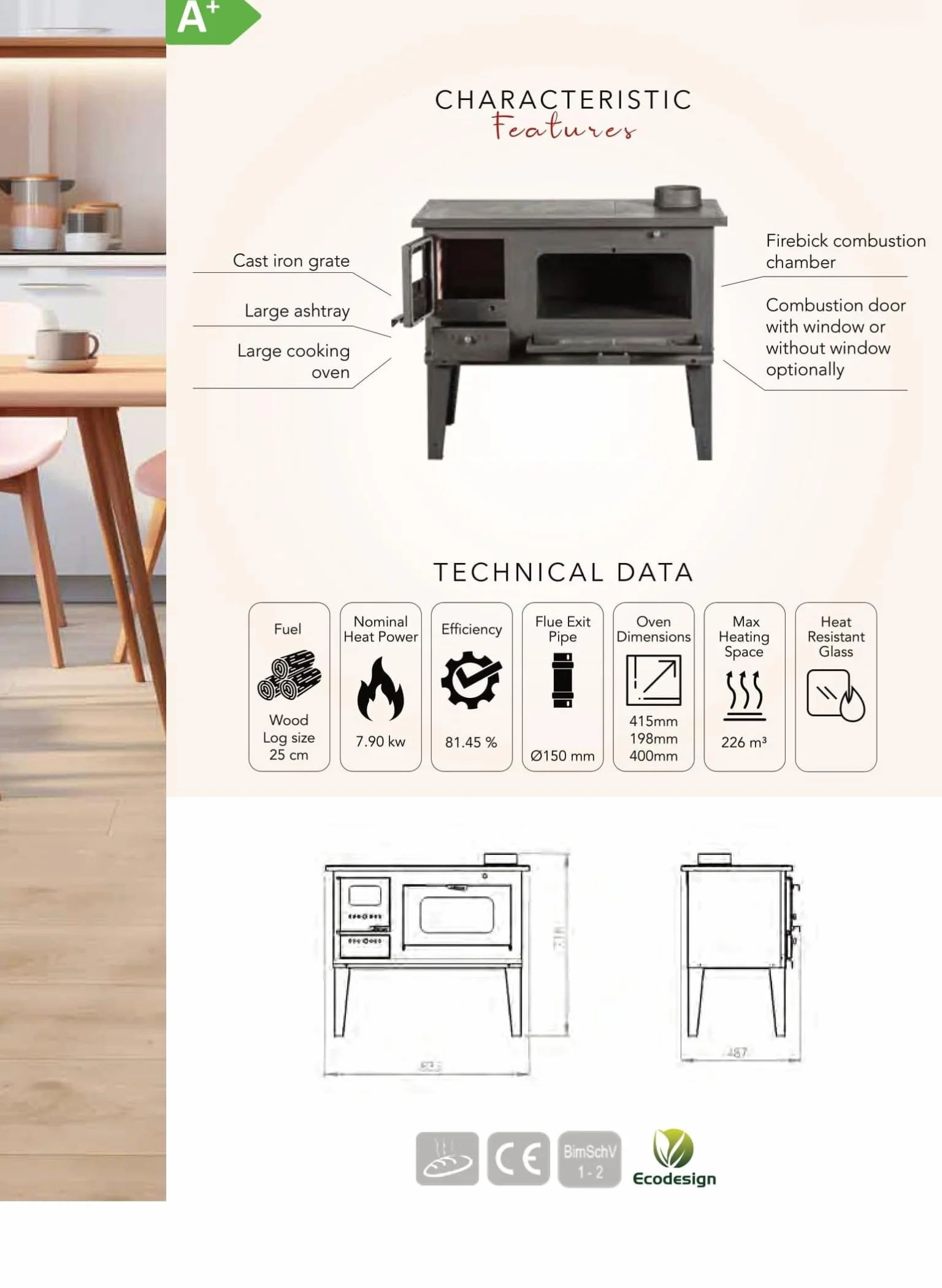 BALKAN ENERGY Cuisinière à Bois 4014 7.9kW
