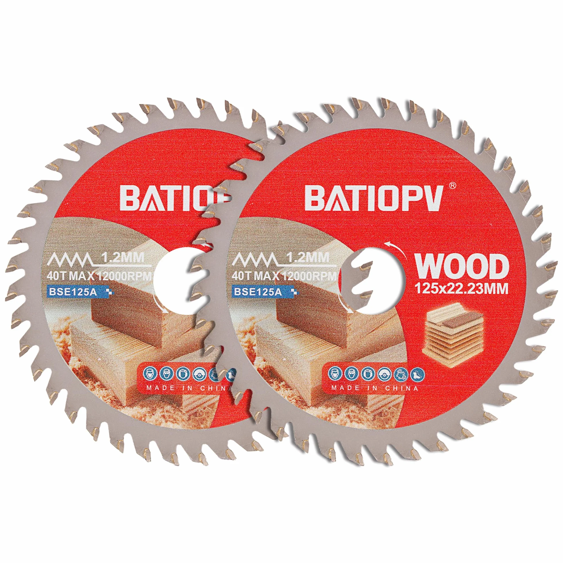 Lot de 2 Disque à Tronçonner Meuleuse 125 x 22,23 mm Lame de Scie Circulaire 40 Dents Carbure de Tungstène Bois