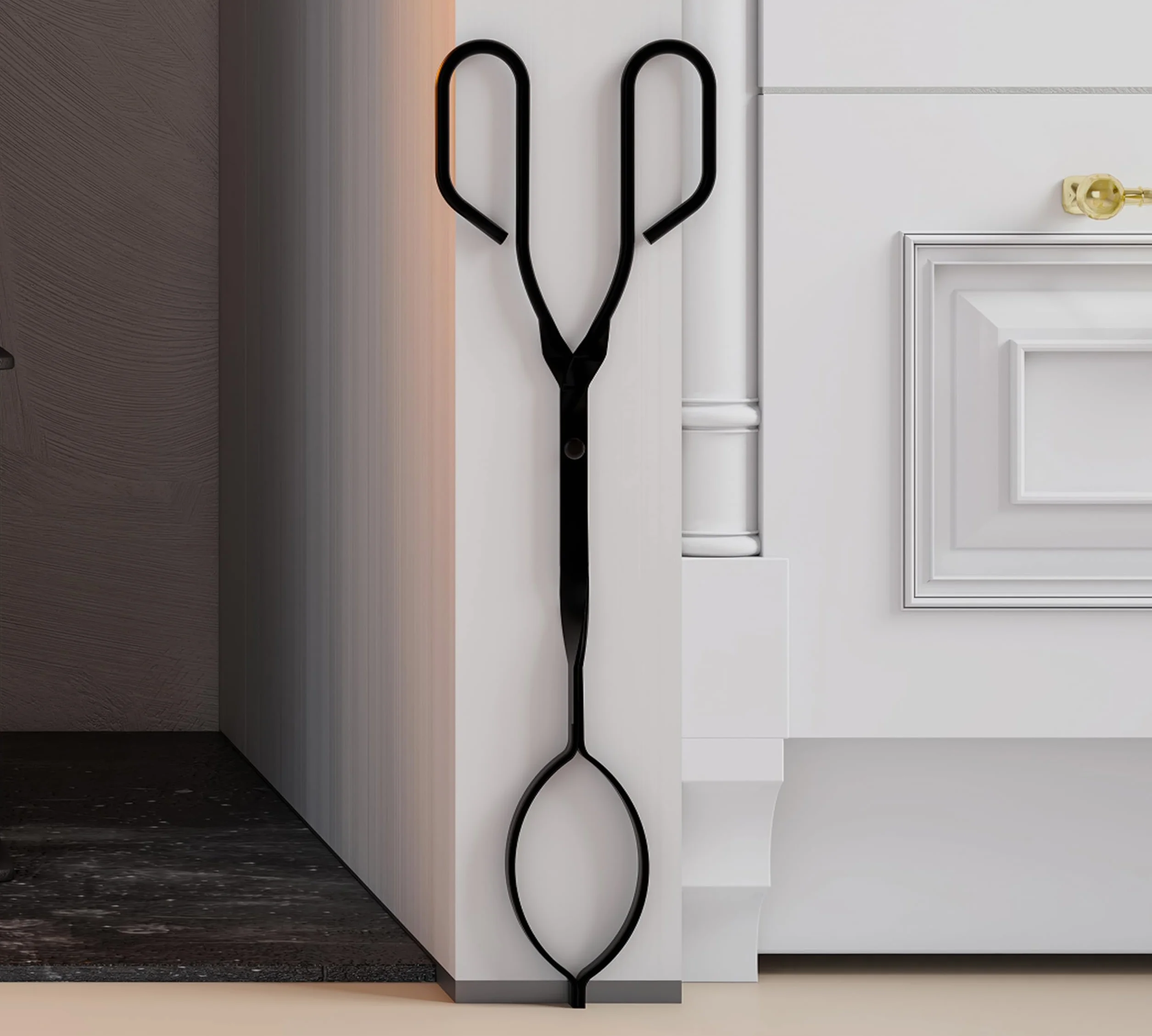 Kingson Pince à bûches de 43 cm de long avec grande poignée, design riveté, pour foyer, barbecue, grill, charbon et bois
