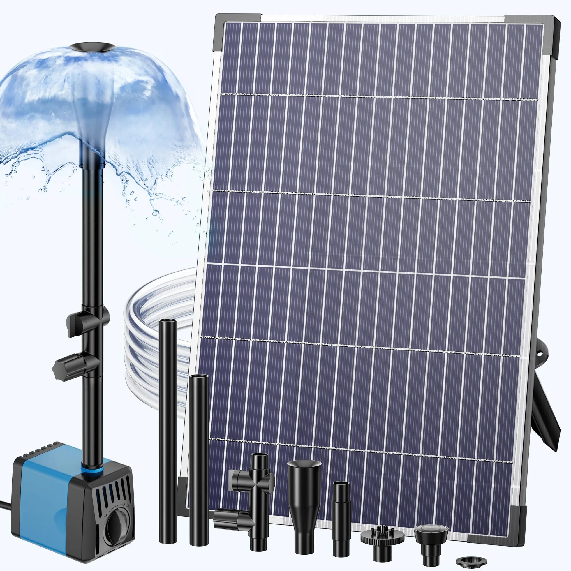 Pompe solaire de bassin 12 W 450 l/h avec 4 buses fontaine extérieure pour jardin