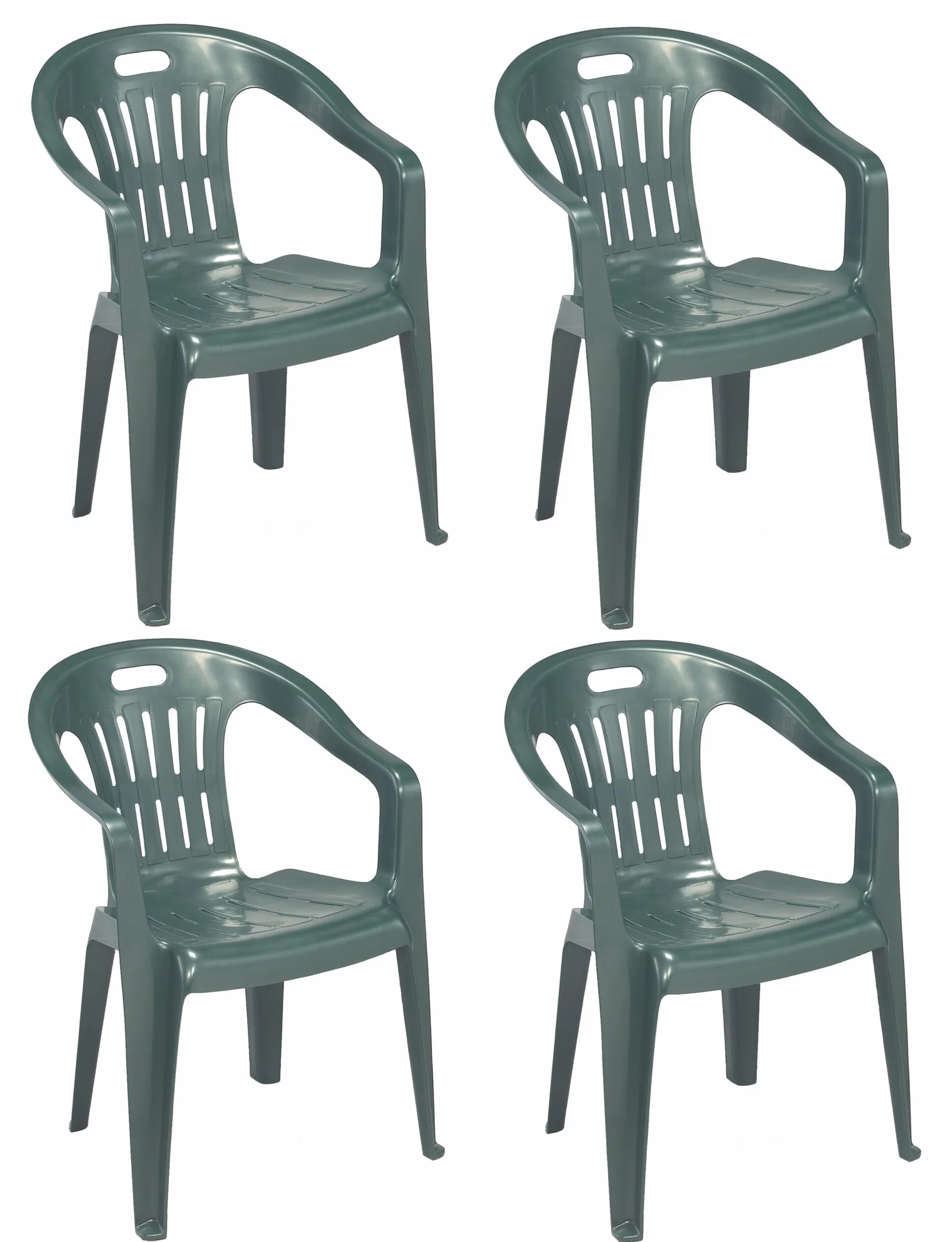 Progarden Diva Lot de 4 fauteuils en résine de Plastique Dur empilables avec accoudoirs pour Maison, Jardin, Bar, Camping Vert