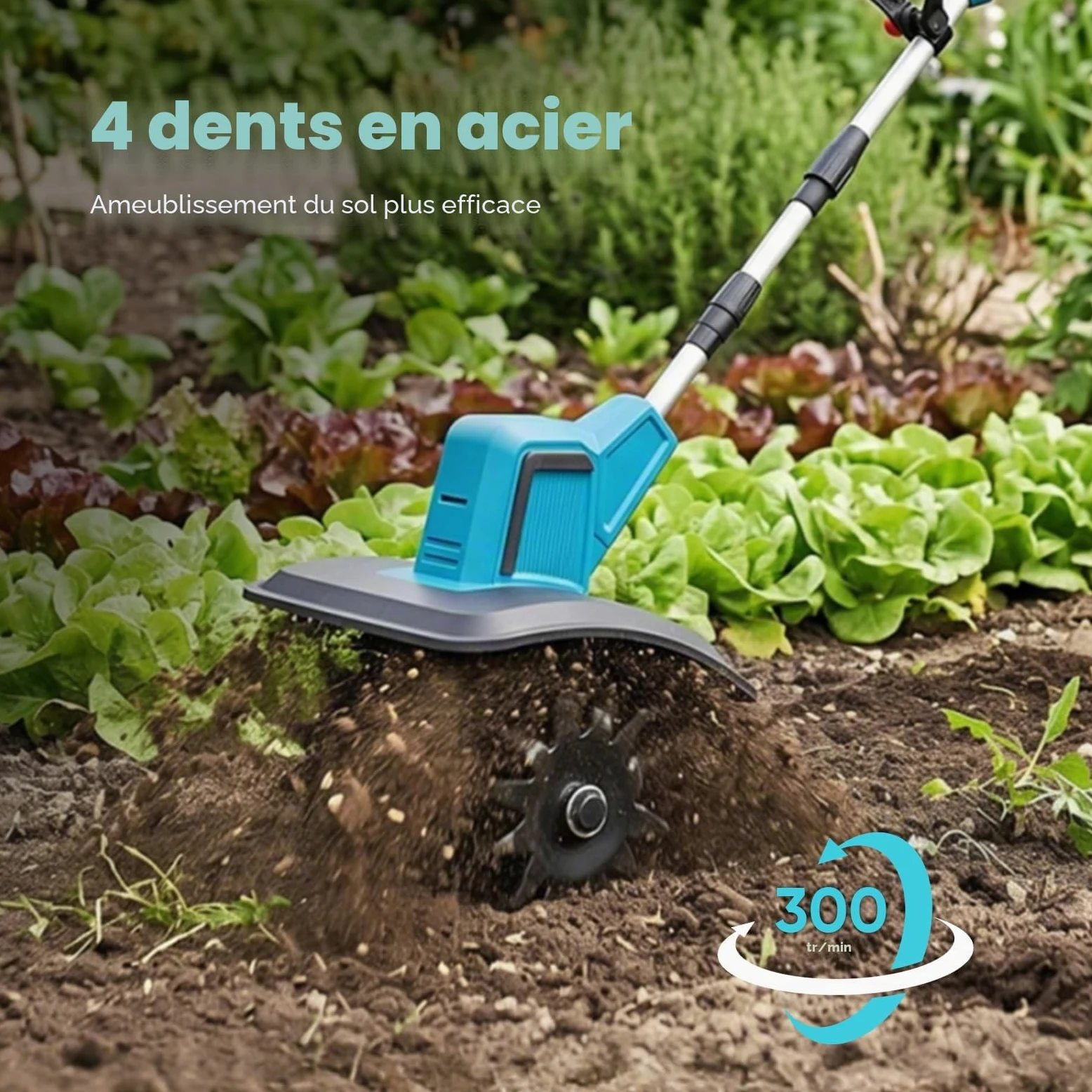 Hachoir de sol sans fil pour Makita 18 V, 550 W, profondeur de travail du sol, largeur d'usinage de 20 cm, 360 tr/min, profondeur de fraisage avec poignée supplémentaire réglable