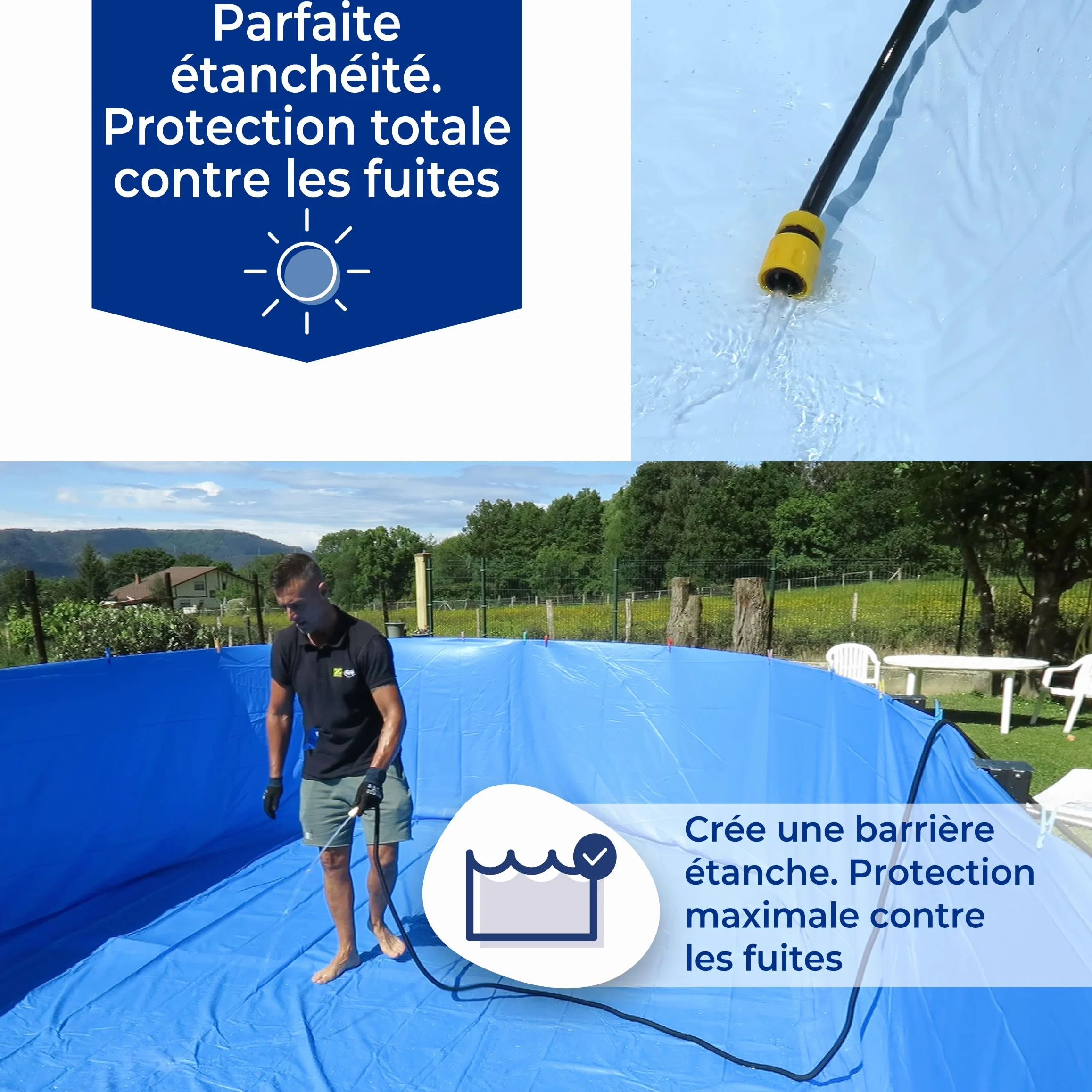 Gre FSP300 Liner uni Bleu piscine Ronde Ø300 H90cm épaisseur 20/100e Overlap
