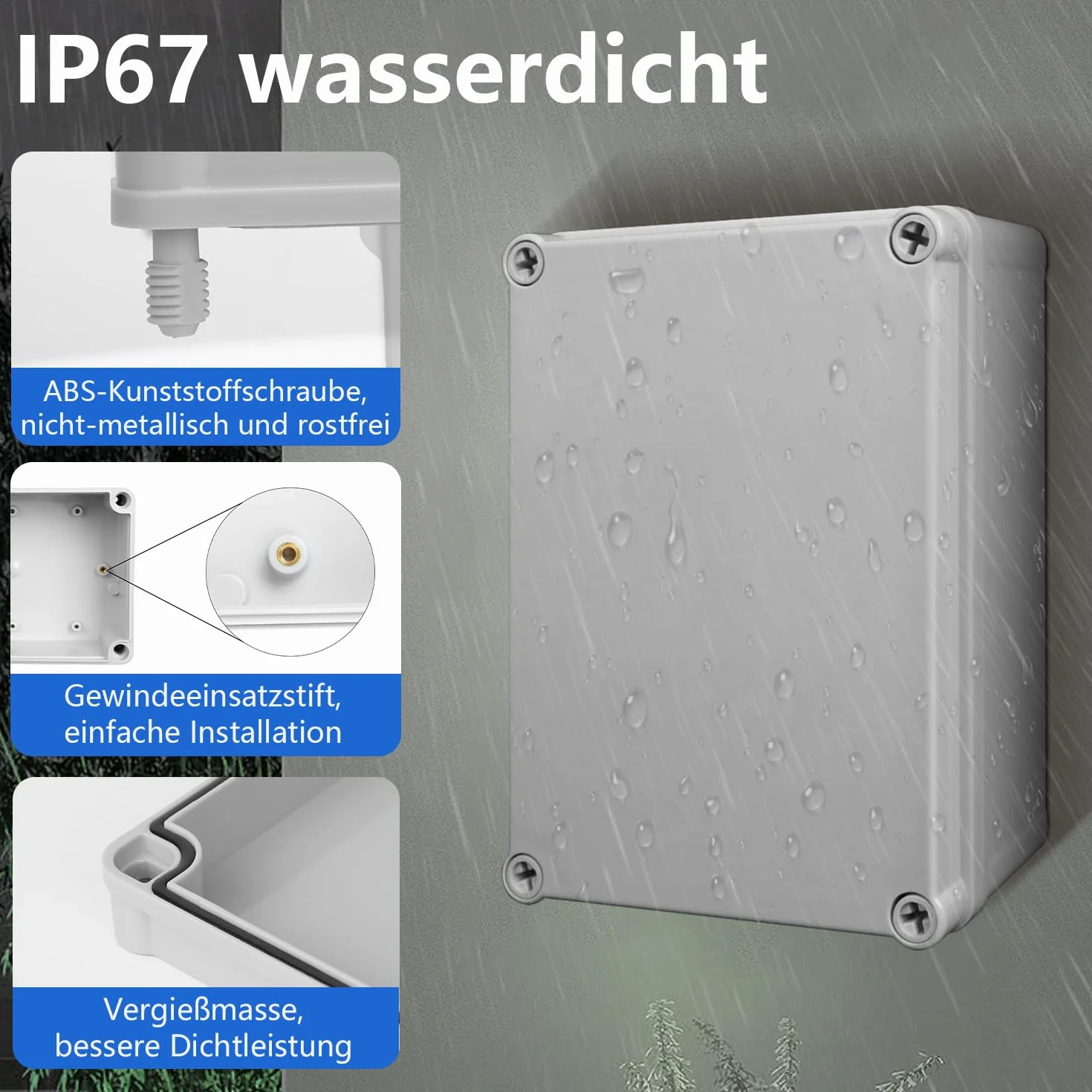 LeMotech Boîtier de Jonction IP67 étanche ABS 250x150x100 mm Gris