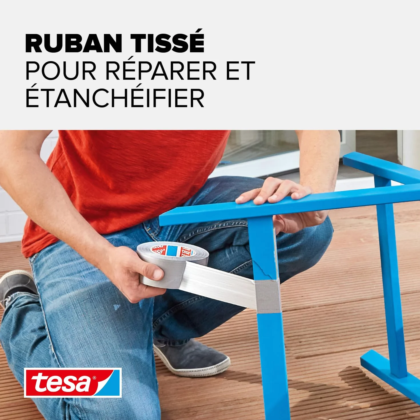 tesa extra Power Universal Ruban Adhésif Toile Gris 50 m x 50 mm 1 Rouleau