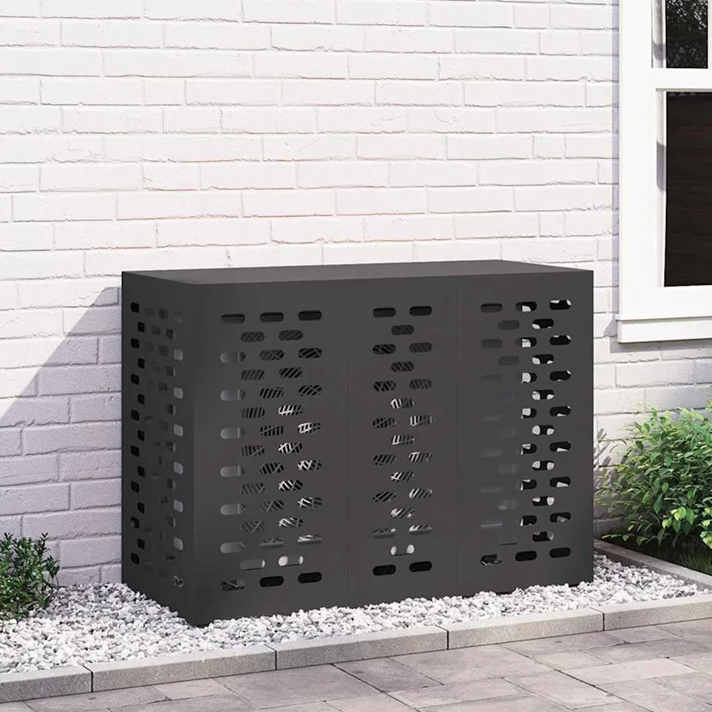 Housse de climatiseur Noir 110 x 50 x 80 cm Acier, Protection extérieur résistant aux intempéries