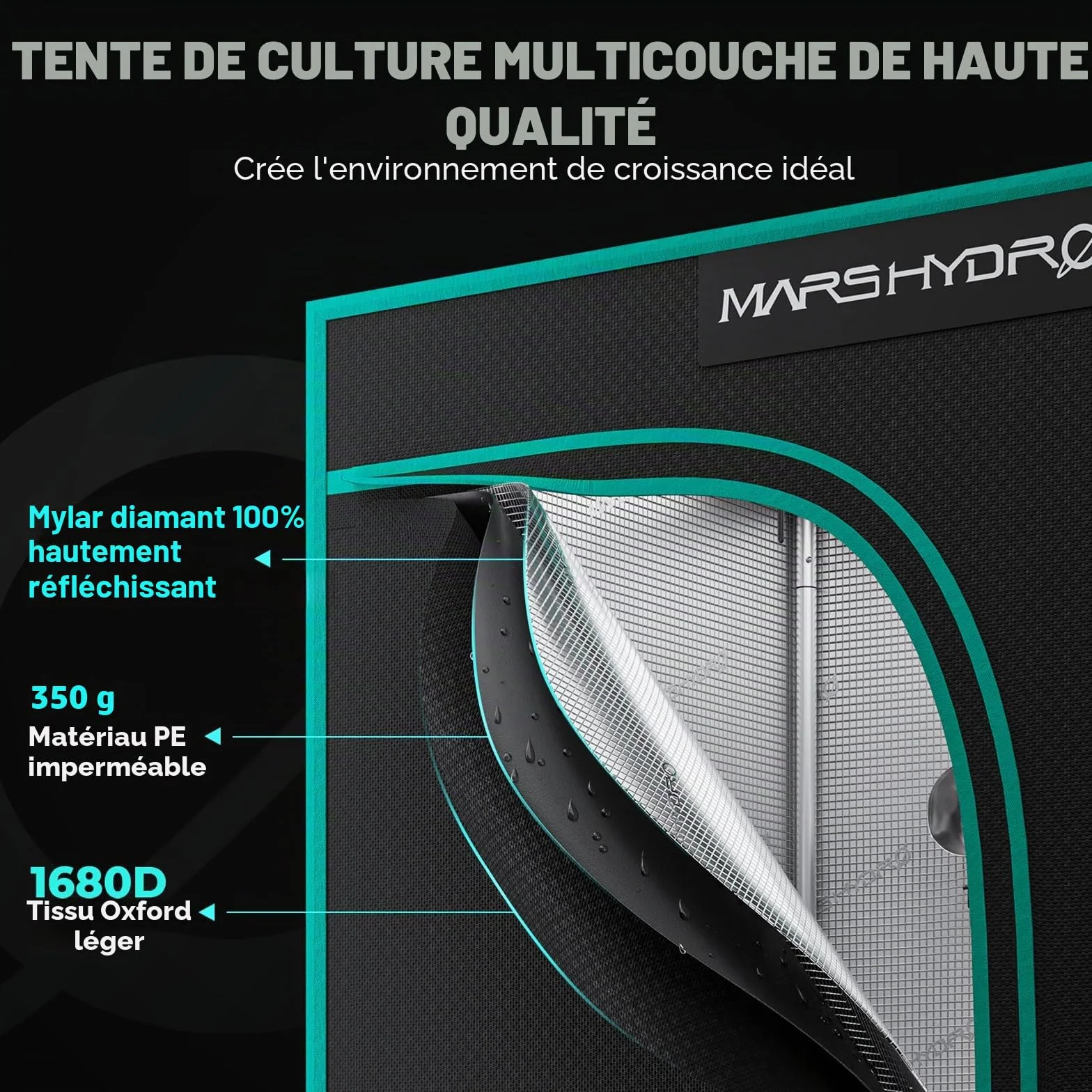 Mars Hydro FC1500 Smart Grow Box Kit complet 80x80x160 cm Lampe LED dimmable Samsung App Télécommande