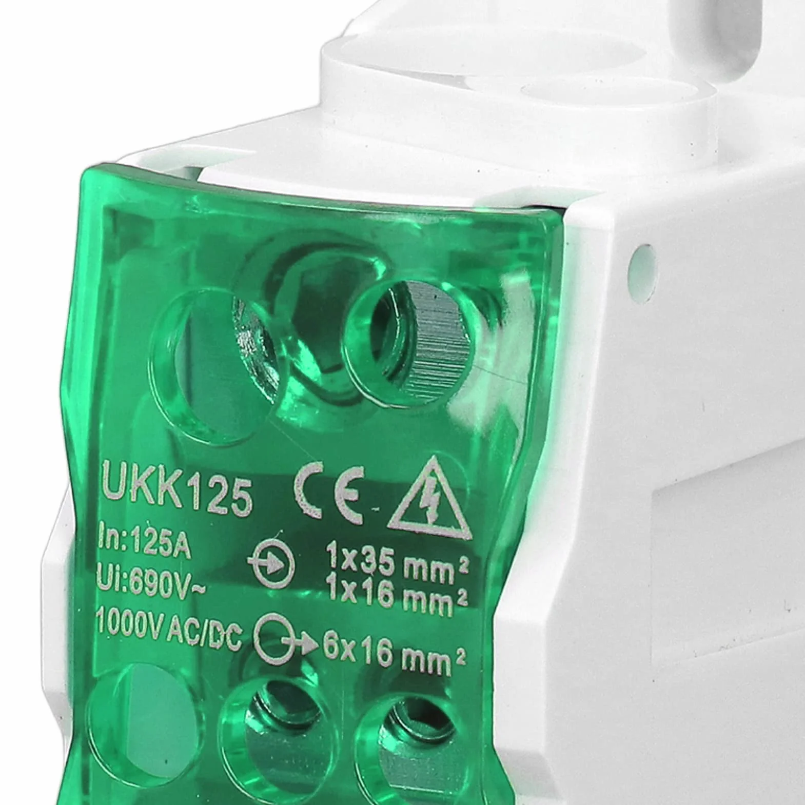 Boîte de Distribution Rail DIN 690V 125A Bornier Électrique Ignifuge PA66 Vert