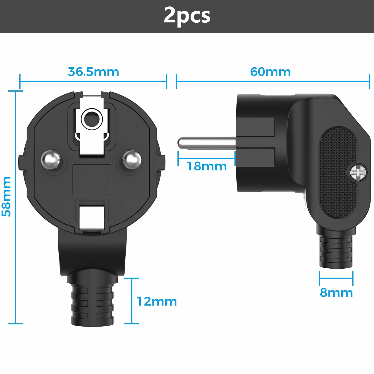 Prise Electrique Européenne IP20 250V 16A Schuko Noir