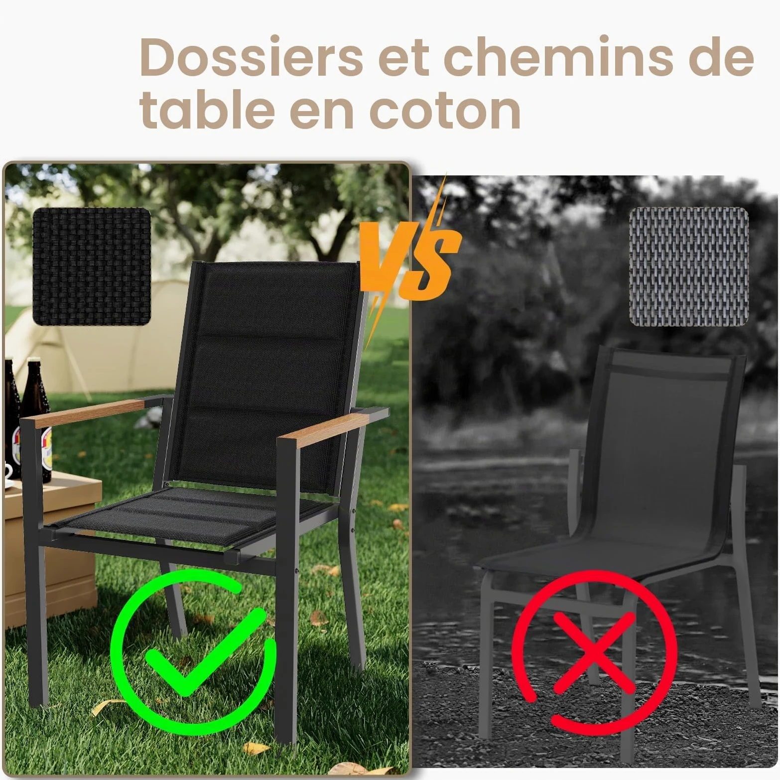 Devoko Ensemble De 2 Chaises De Jardin Exterieur, Chaise De Salle À Manger Empilable en Aluminium, Chaise Fauteuil, pour Le Jardin, La Piscine, La Terrasse, Meubles d'extérieu, Gris Foncé