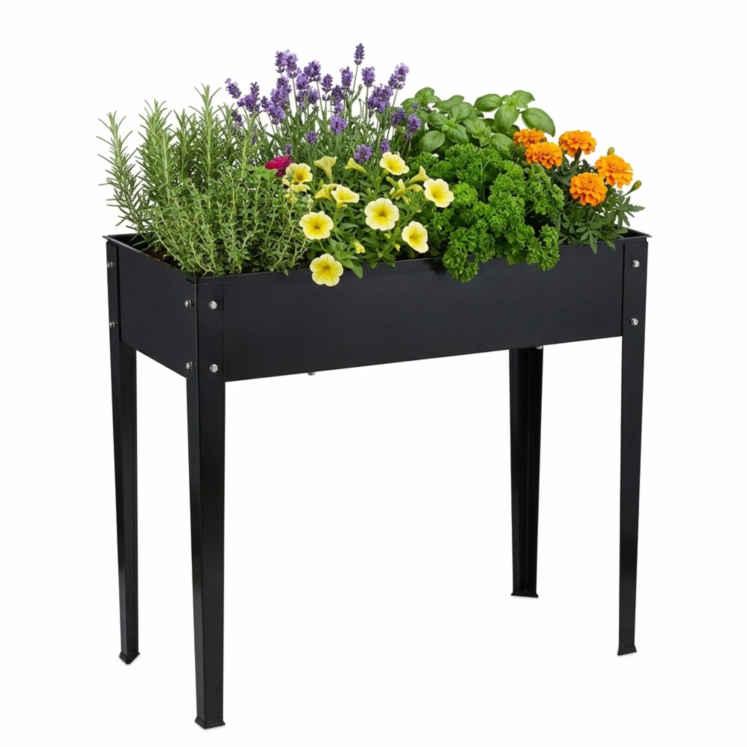 Relaxdays Jardinière surélevée en Acier thermolaqué Noir 80x85x40 cm pour Jardin Balcon