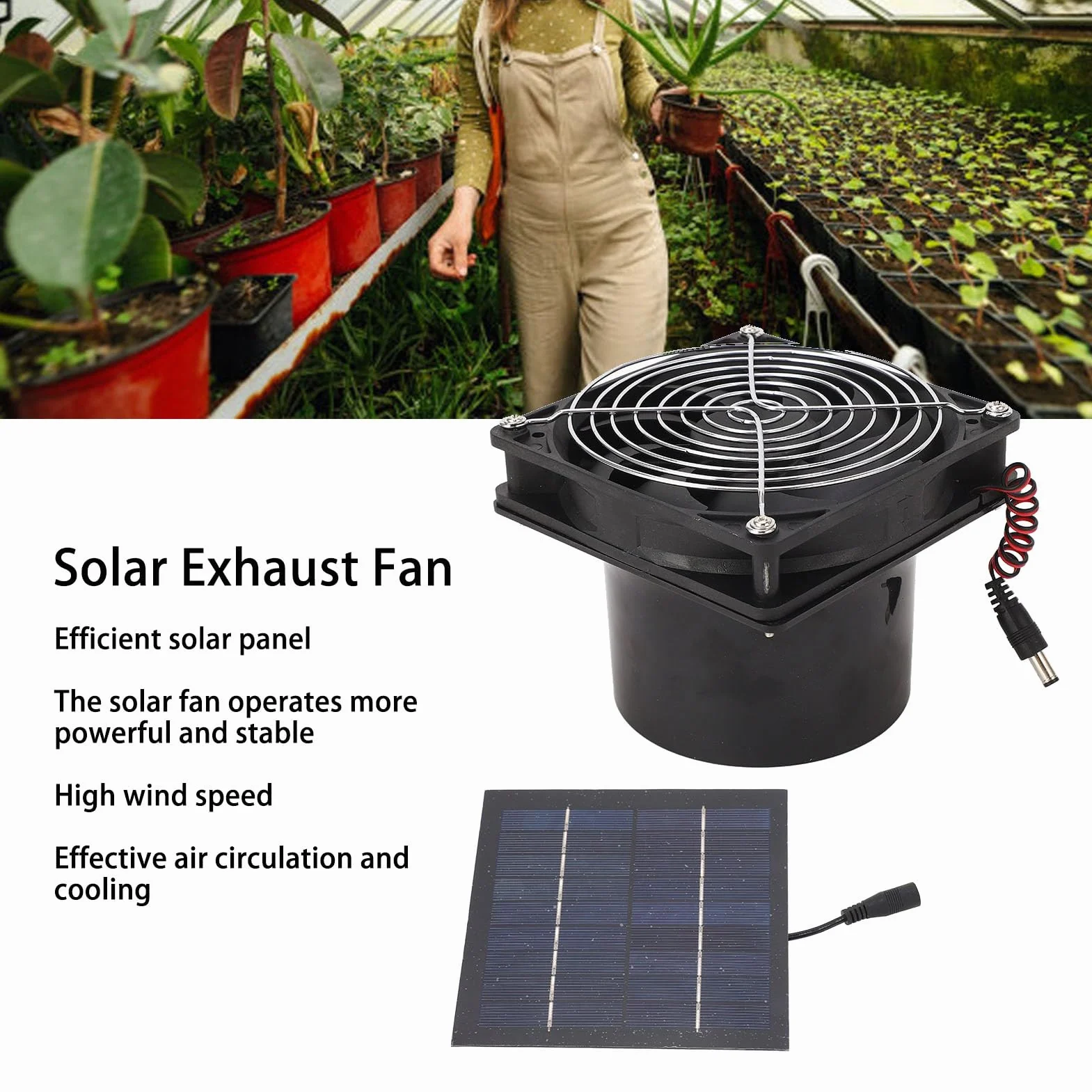 Luocute Ventilateur d'extraction solaire puissant portable kit dissipation chaleur