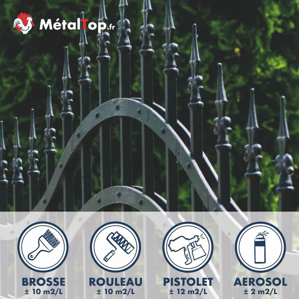 Metaltop Peinture Portail Fer Gris Anthracite RAL 7016 Bombe 400 ml Antirouille Finition Durable Métal Extérieur