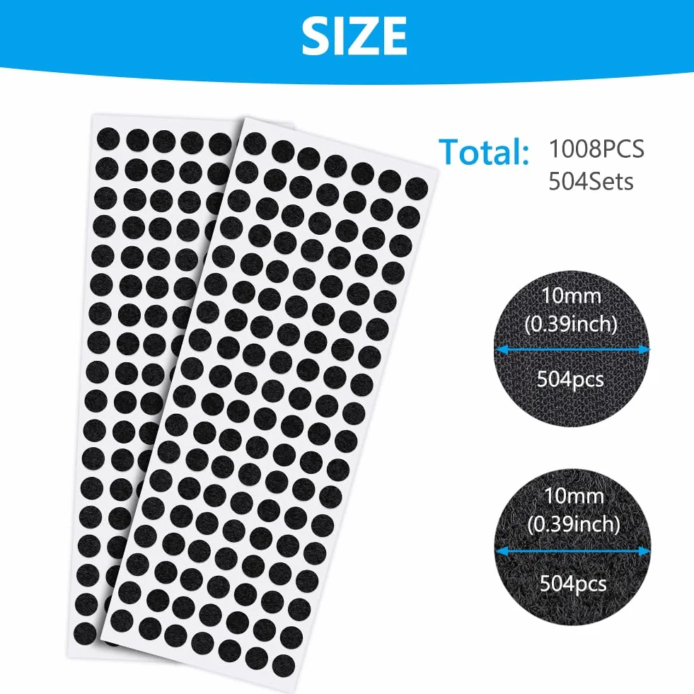 OFFCUP Scratch Autocollant Rond 504 Paires 10mm Noir Double Face Pastille Adhesive Collant Point DIY Artisanat