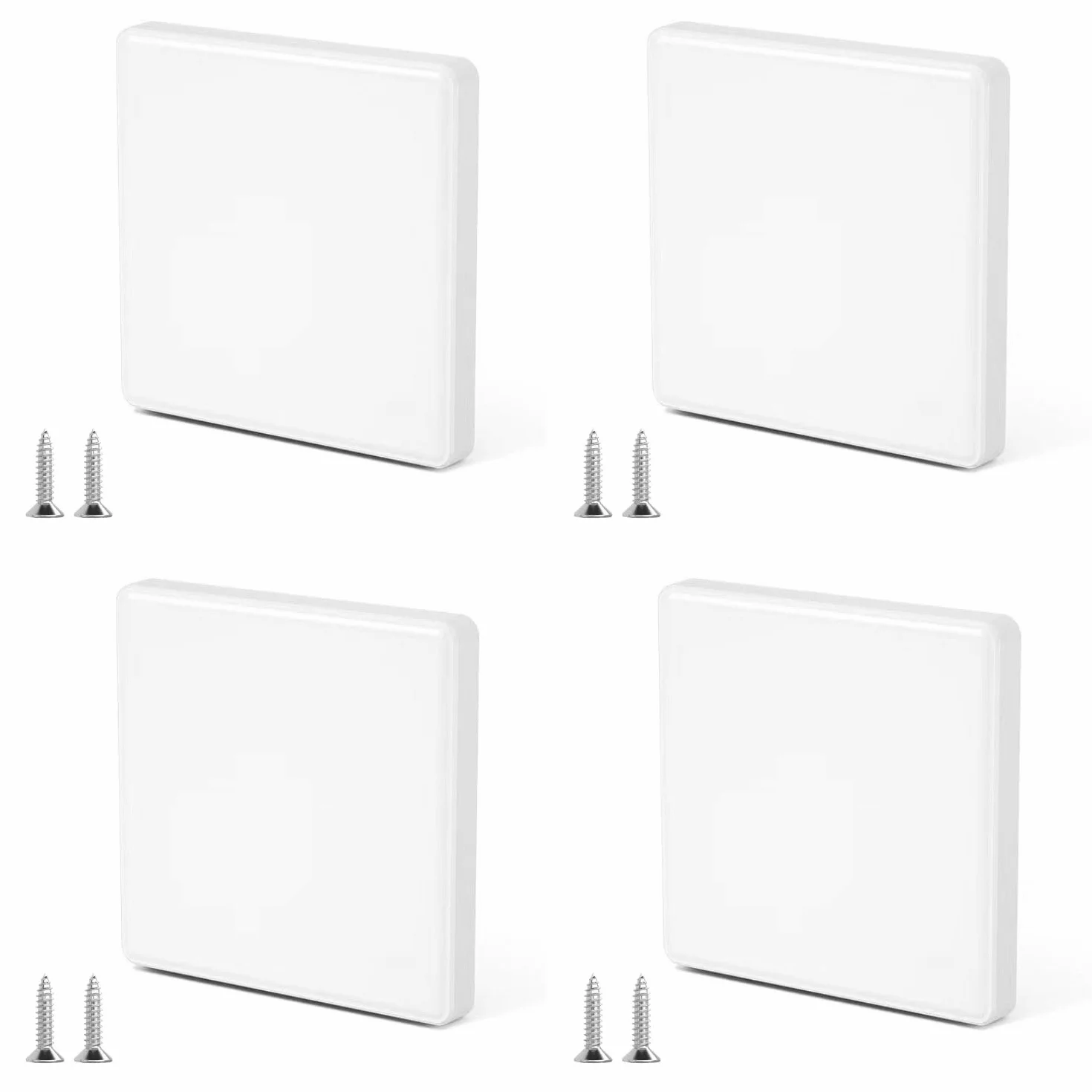 Cache-prises blanc 8,6 x 8,6 cm pour boîtier encastré avec vis 4 pièces