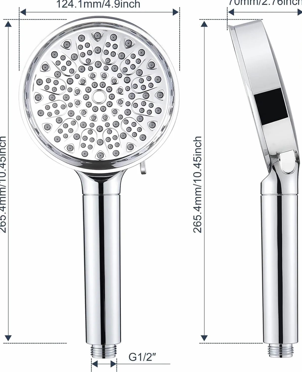Cobbe Filtre Pommeau de Douche Anti Calcaire 20 Étapes Tuyau 1,5M 6 Types de Jets Haute Pression Chromé